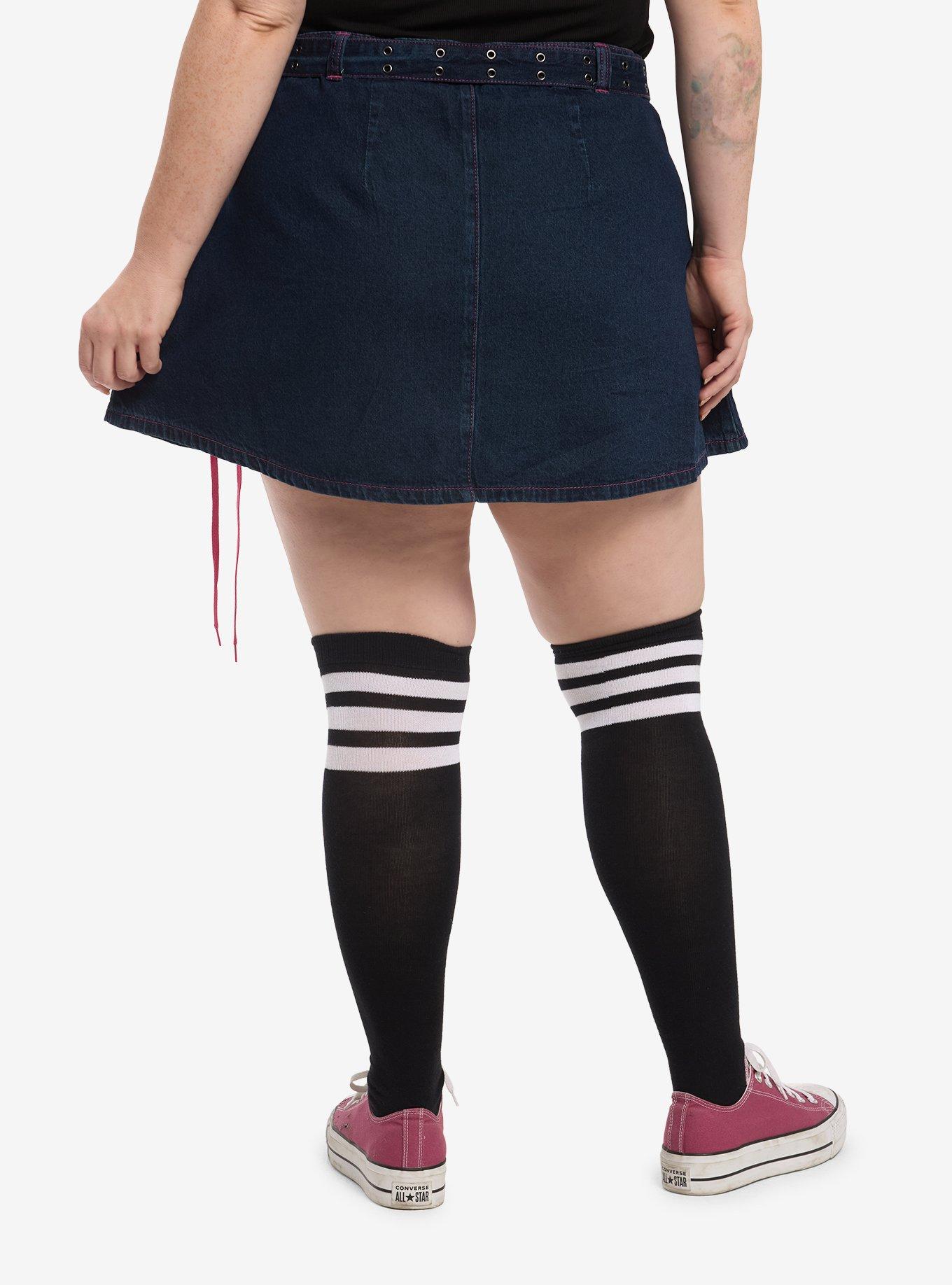 Sweet Society Cargo Belted Mini Denim Skirt Plus Size, , hi-res
