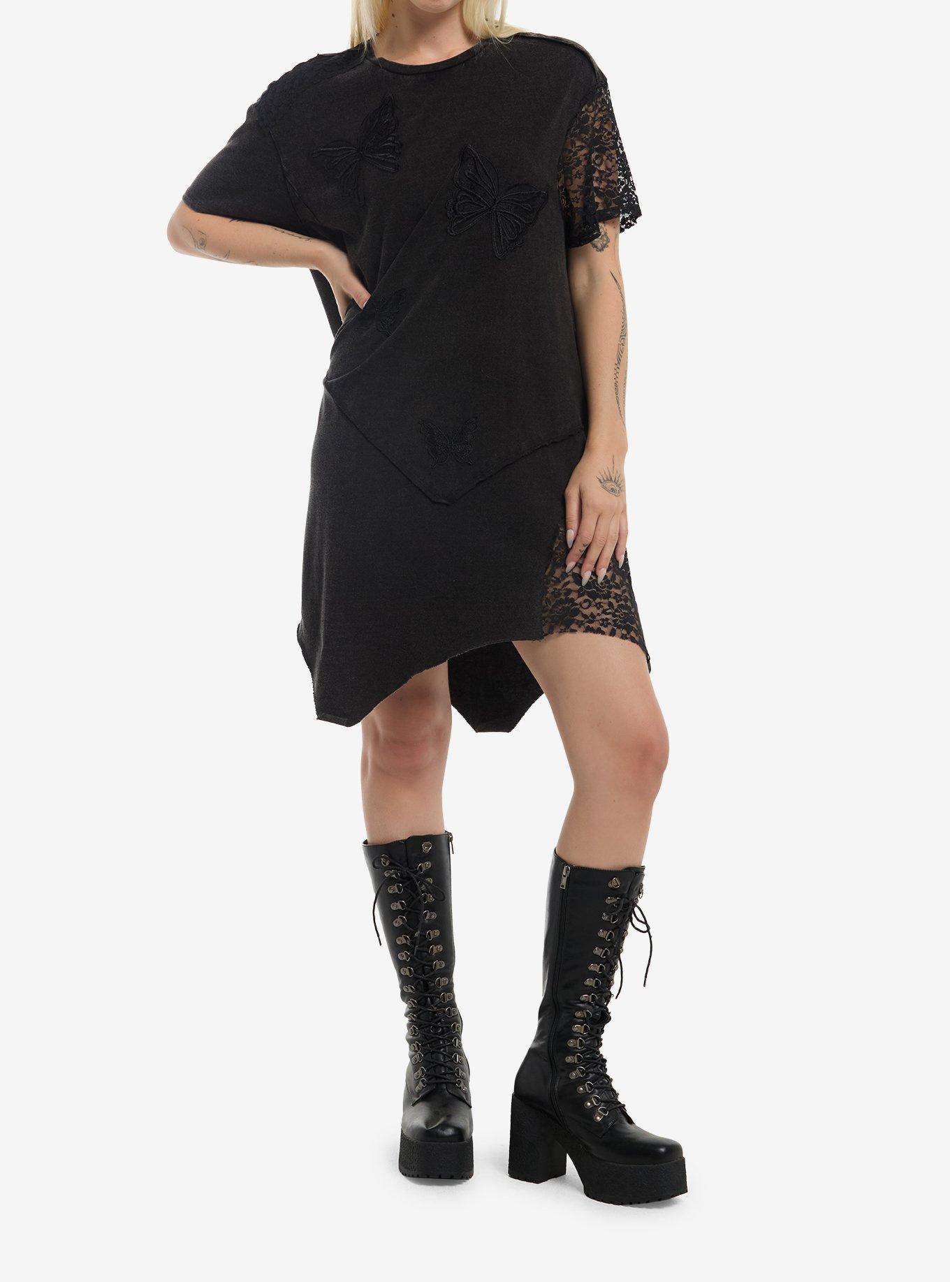 Cosmic Aura Butterfly & Lace Panel T-Shirt Dress, , hi-res