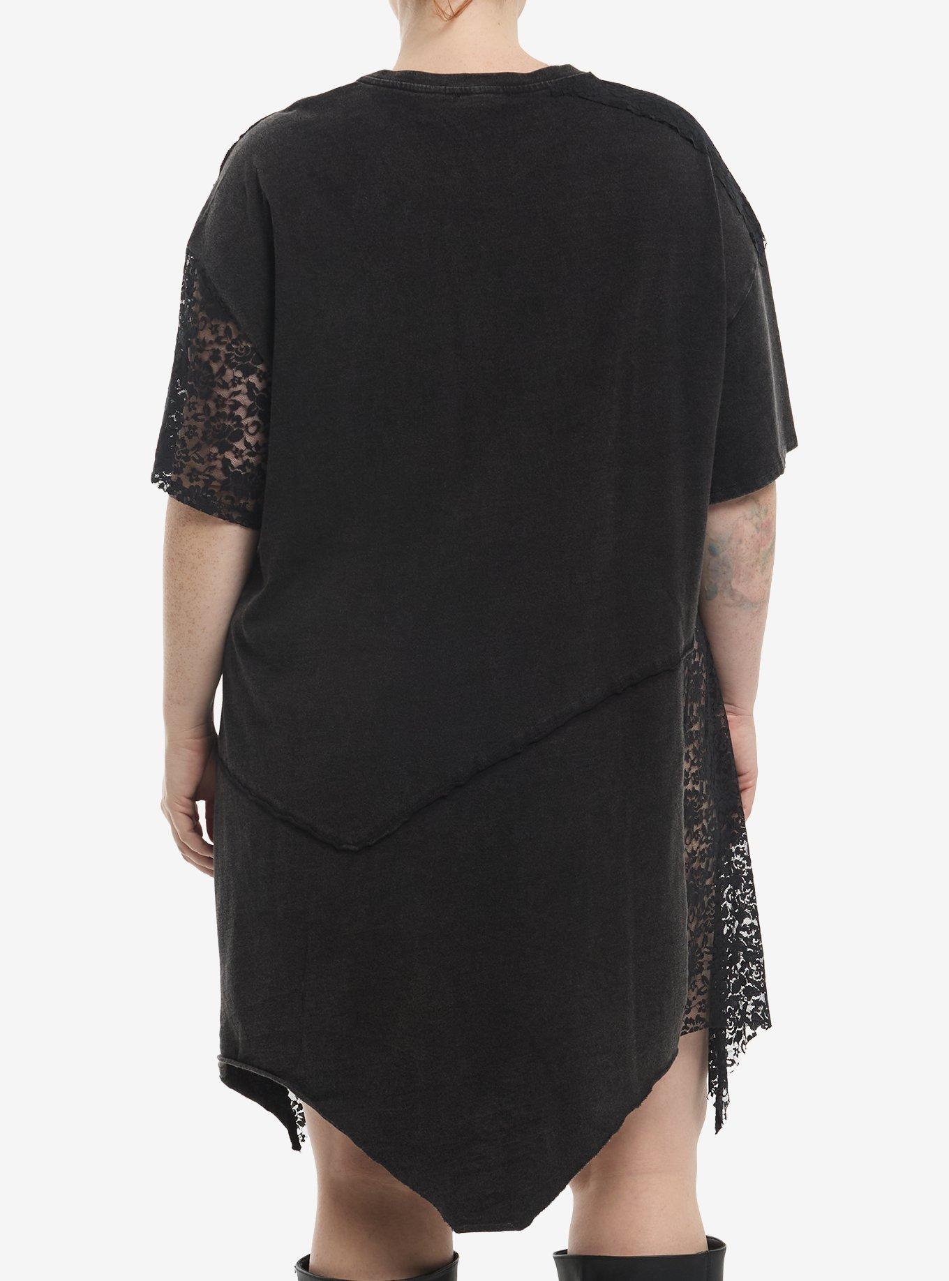 Cosmic Aura Butterfly & Lace Panel T-Shirt Dress Plus Size, MULTI, alternate