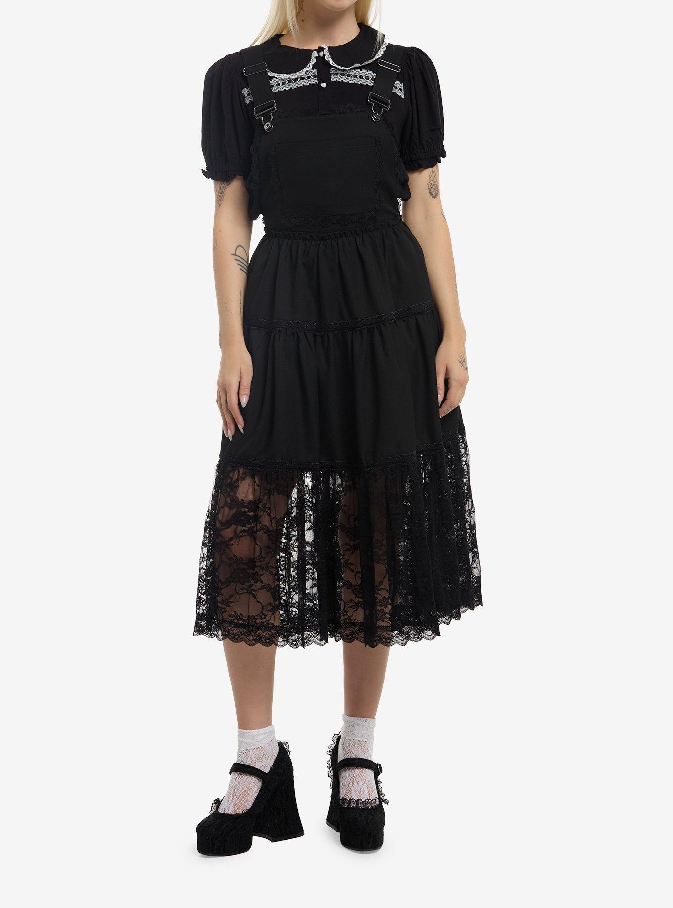 Cosmic Aura Black Lace Trim Skirtall, , hi-res