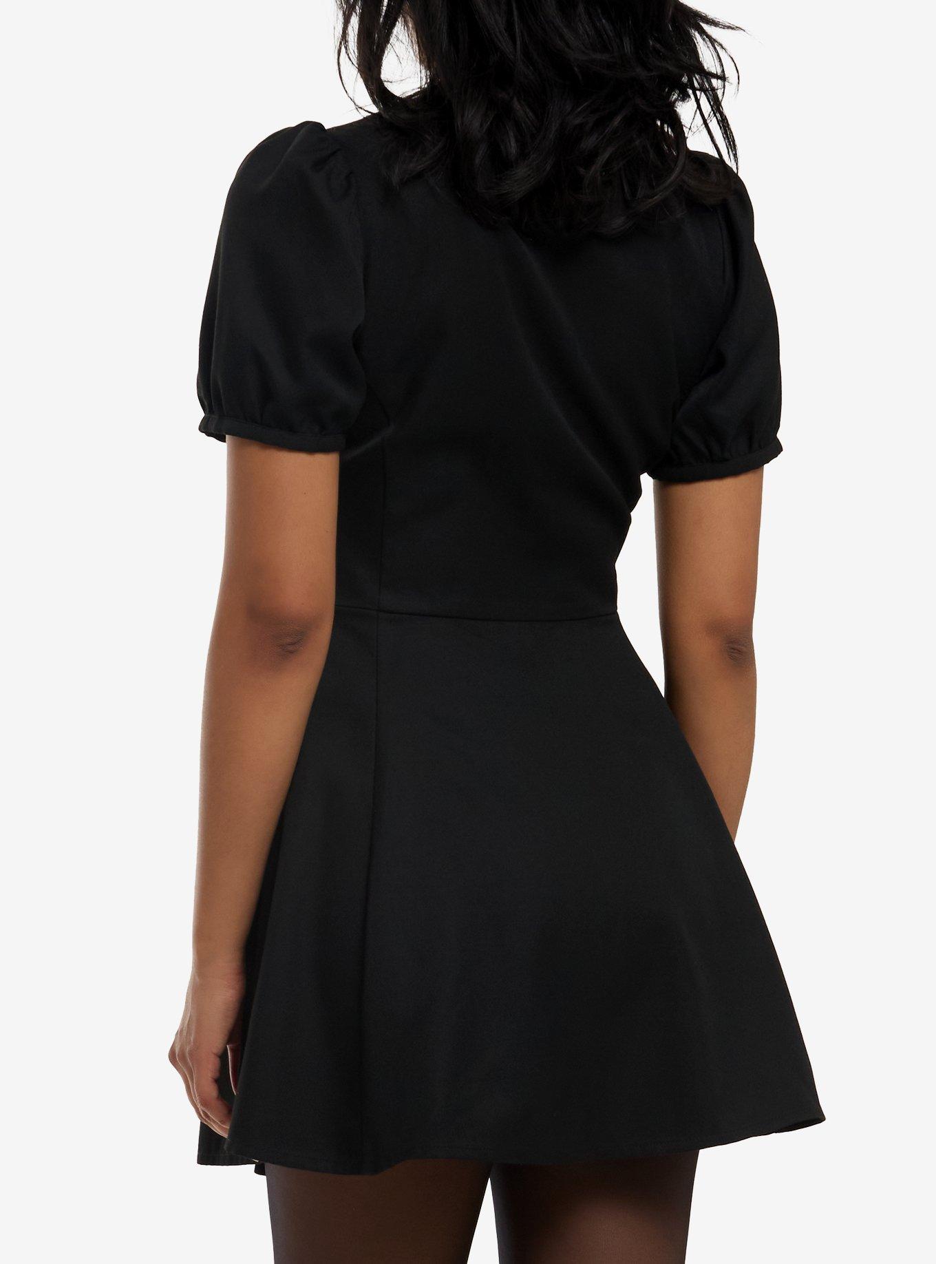 Social Collision Black Hardware Puff-Sleeve Mini Dress, MULTI, alternate
