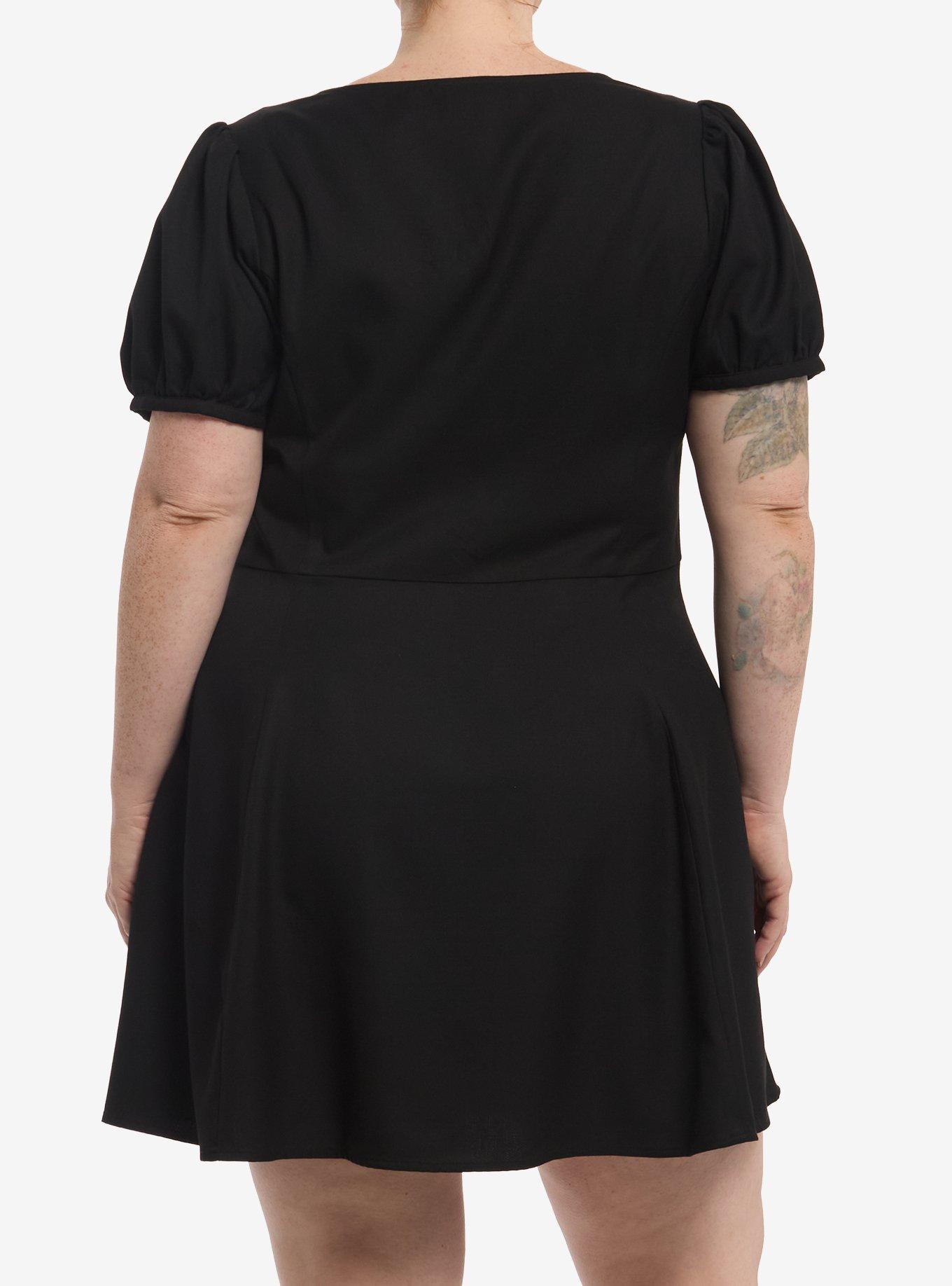 Social Collision Black Hardware Puff-Sleeve Mini Dress Plus Size, MULTI, alternate