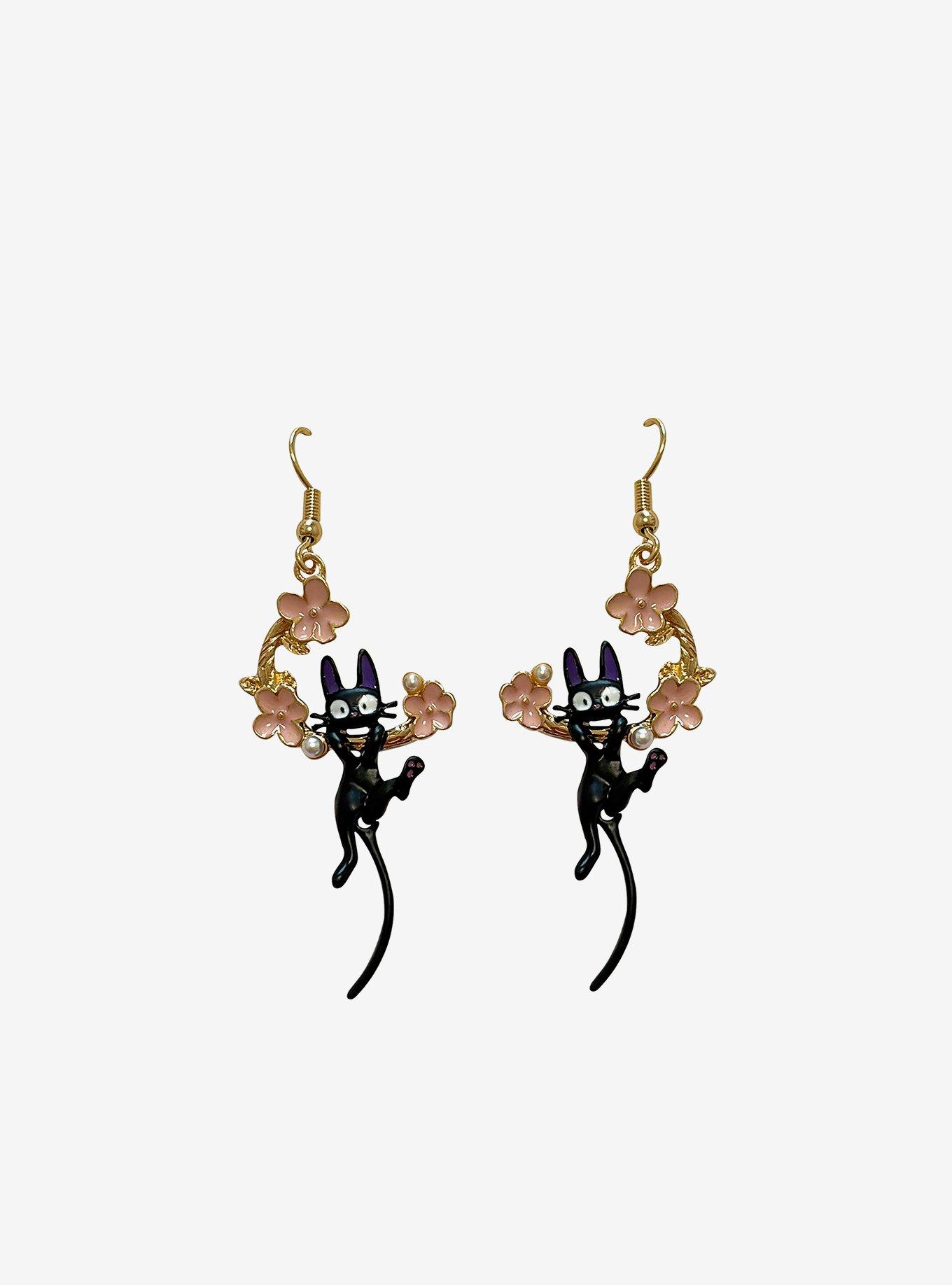 Studio Ghibli&reg; Kiki's Delivery Service Jiji Sakura Drop Earrings, , hi-res