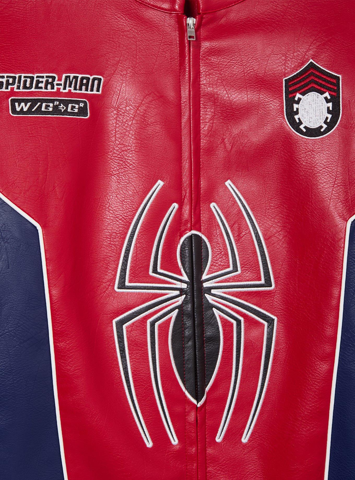 Marvel Spider-Man Faux Leather Moto Jacket - BoxLunch Exclusive, RED, alternate - view 5
