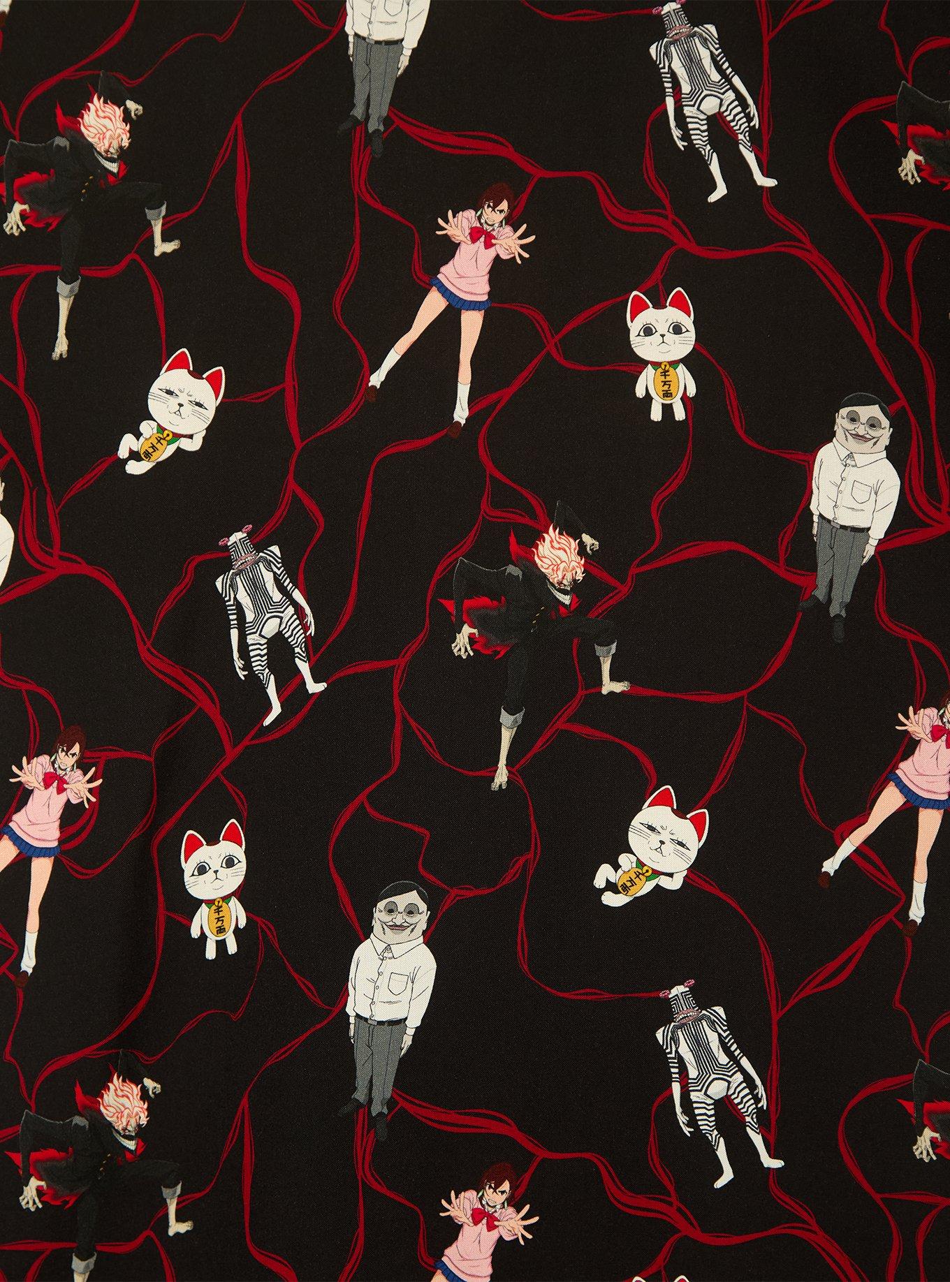 Dandadan Characters Allover Print Woven Button-Up - BoxLunch Exclusive, BLACK, alternate - view 4