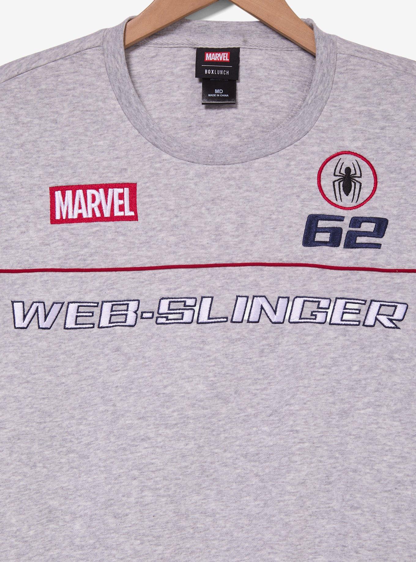 Marvel Spider-Man Web-Slinger Embroidered Crewneck - BoxLunch Exclusive, GREY, alternate - view 5