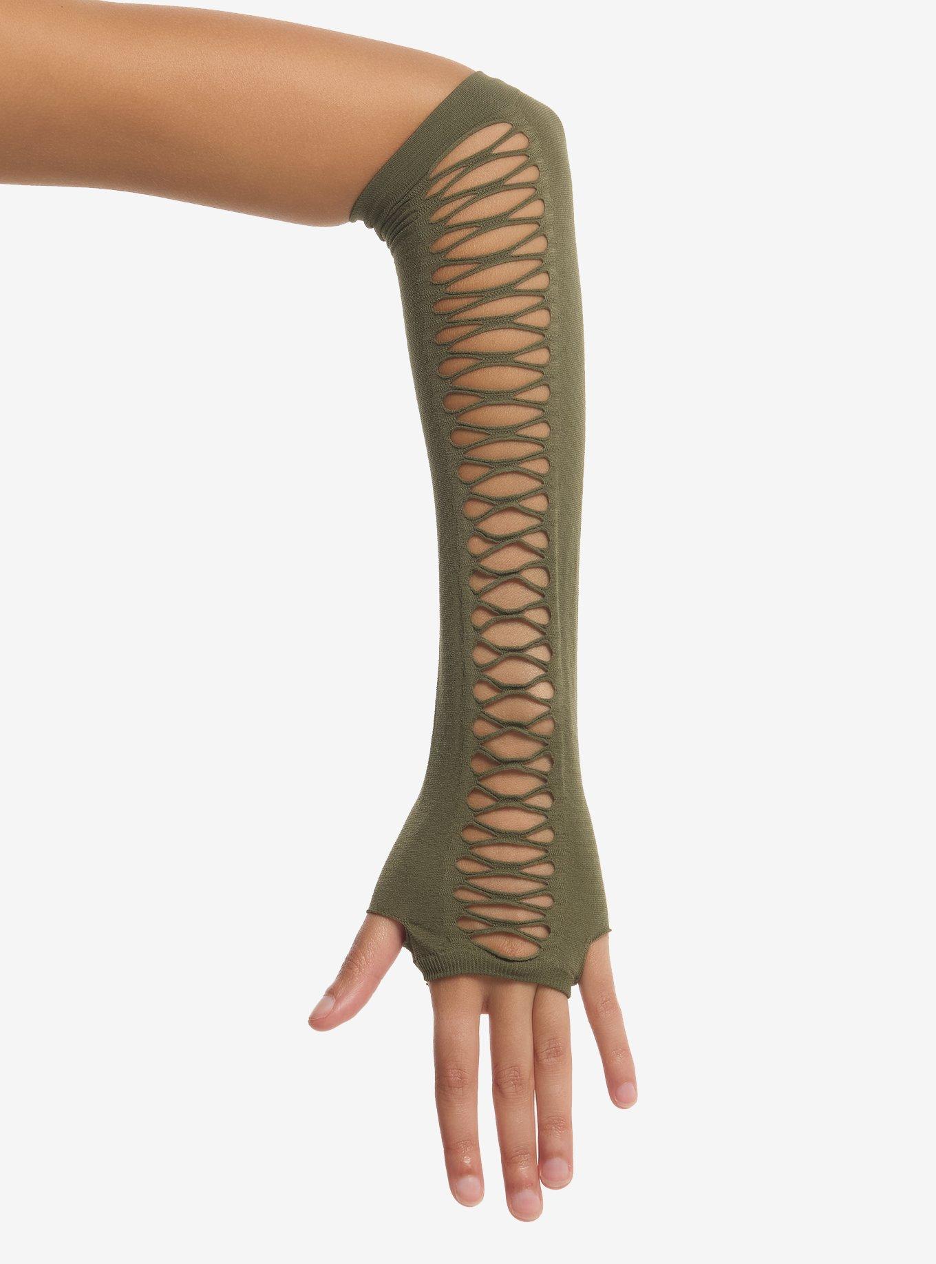 Green Cutout Arm Warmers, , hi-res
