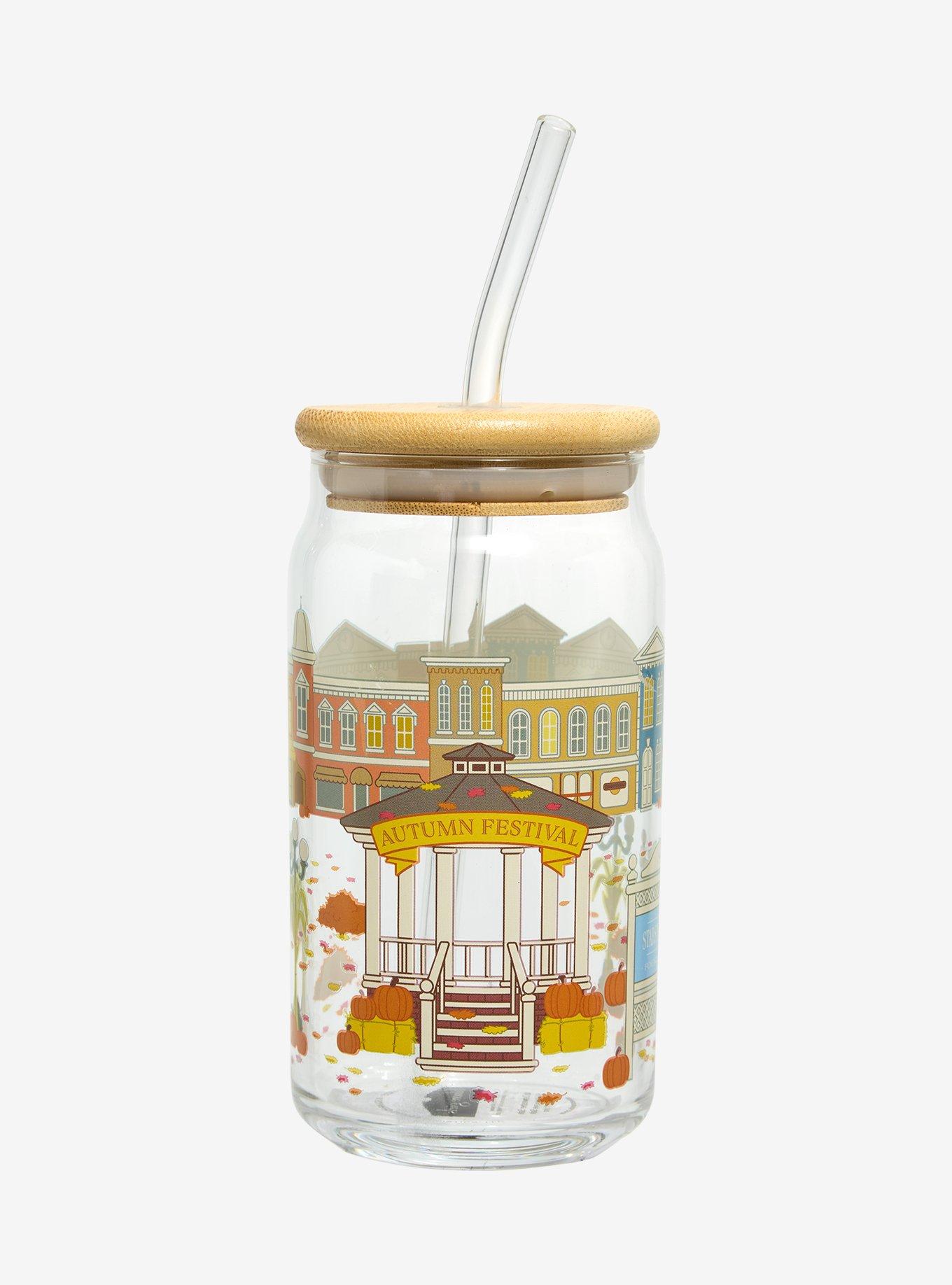 Gilmore Girls Star Hollow Autumn Festival Glass Cup with Straw - BoxLunch Exclusive, , hi-res