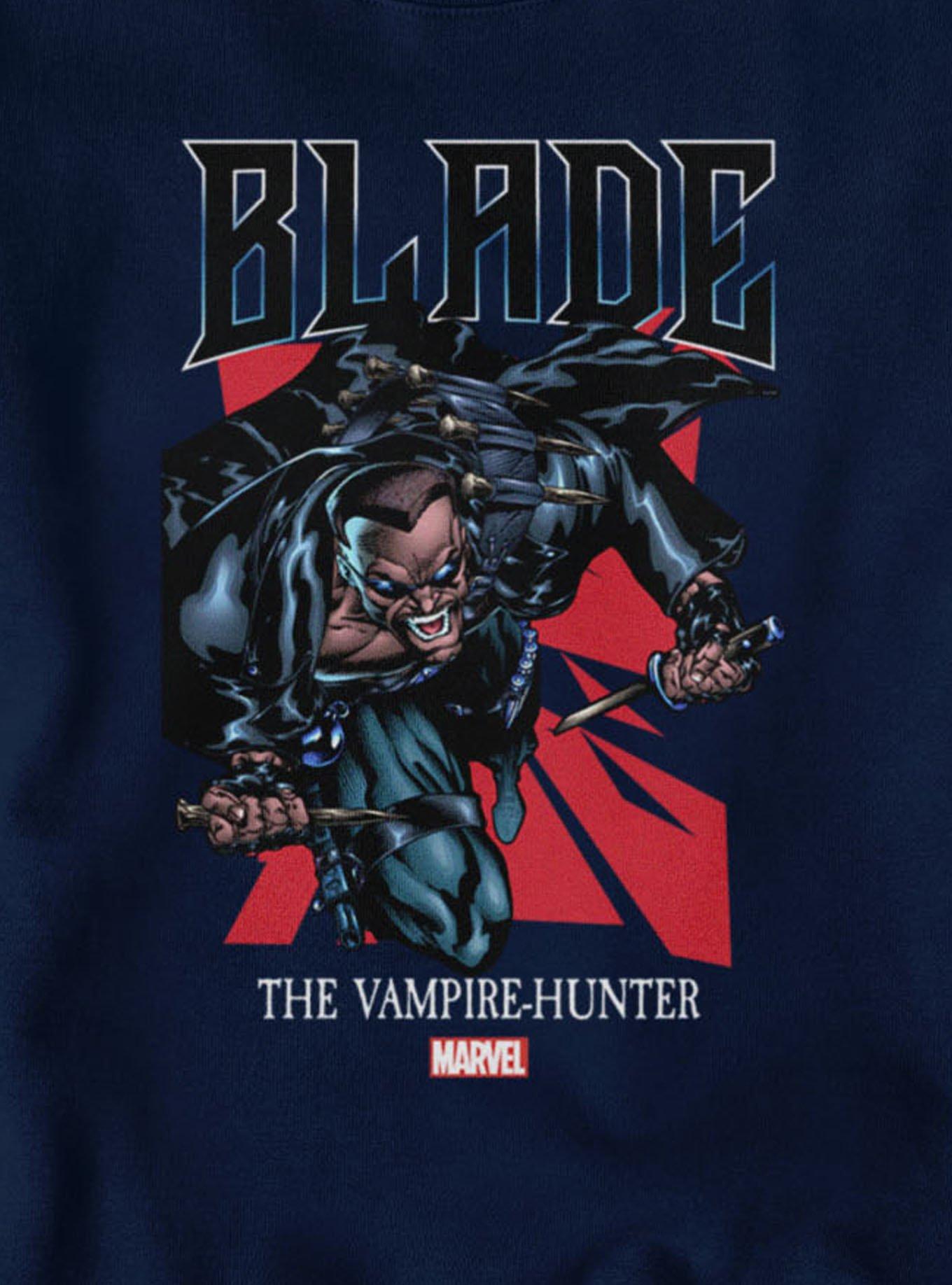 Marvel Comics Retro Blade Vampire Hunter Attack Sweatshirt Hot Topic Exclusive, , hi-res
