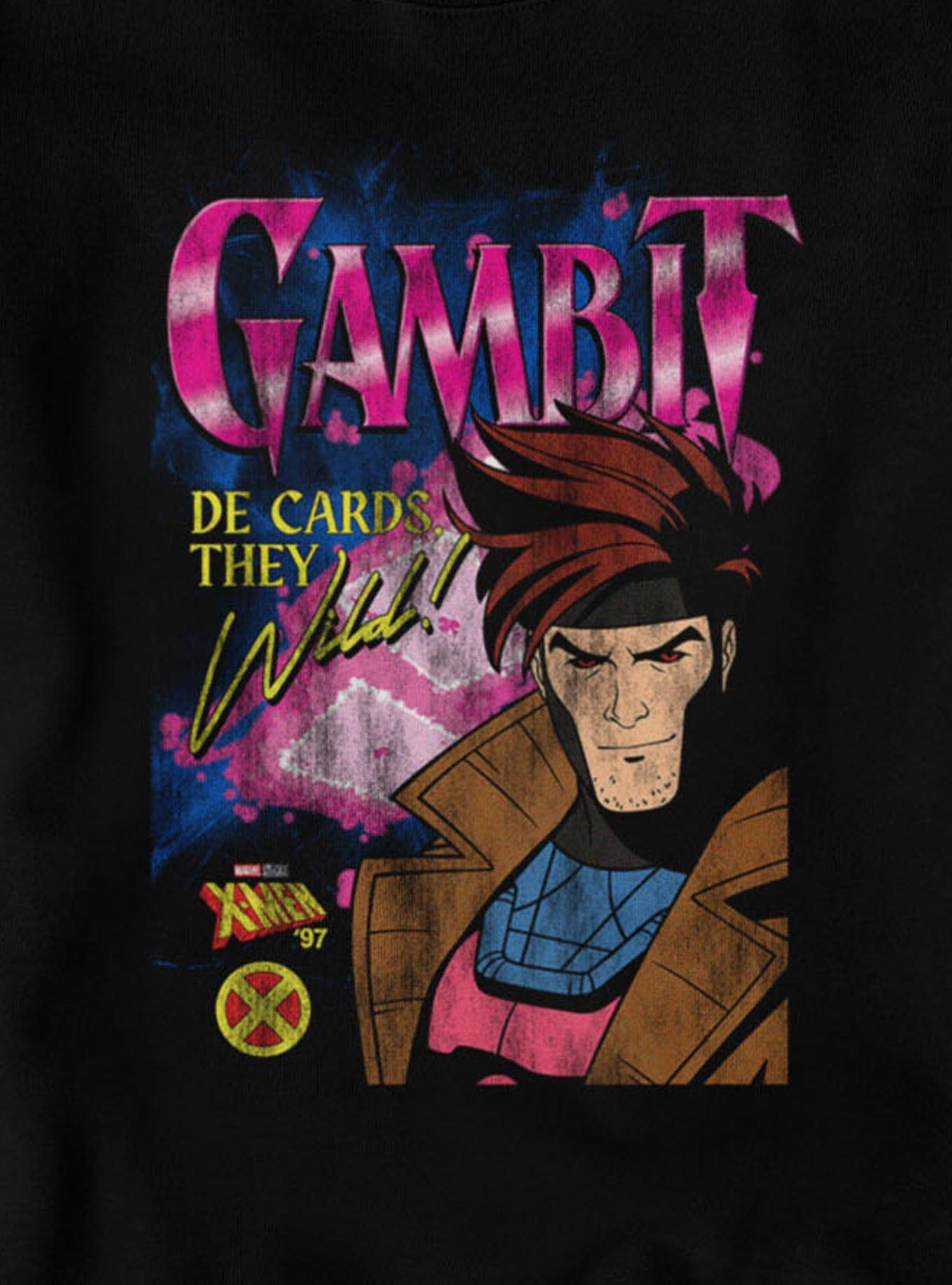 Marvel X-Men '97 Gambit Cards They Wild Sweatshirt Hot Topic Exclusive, BLACK, alternate
