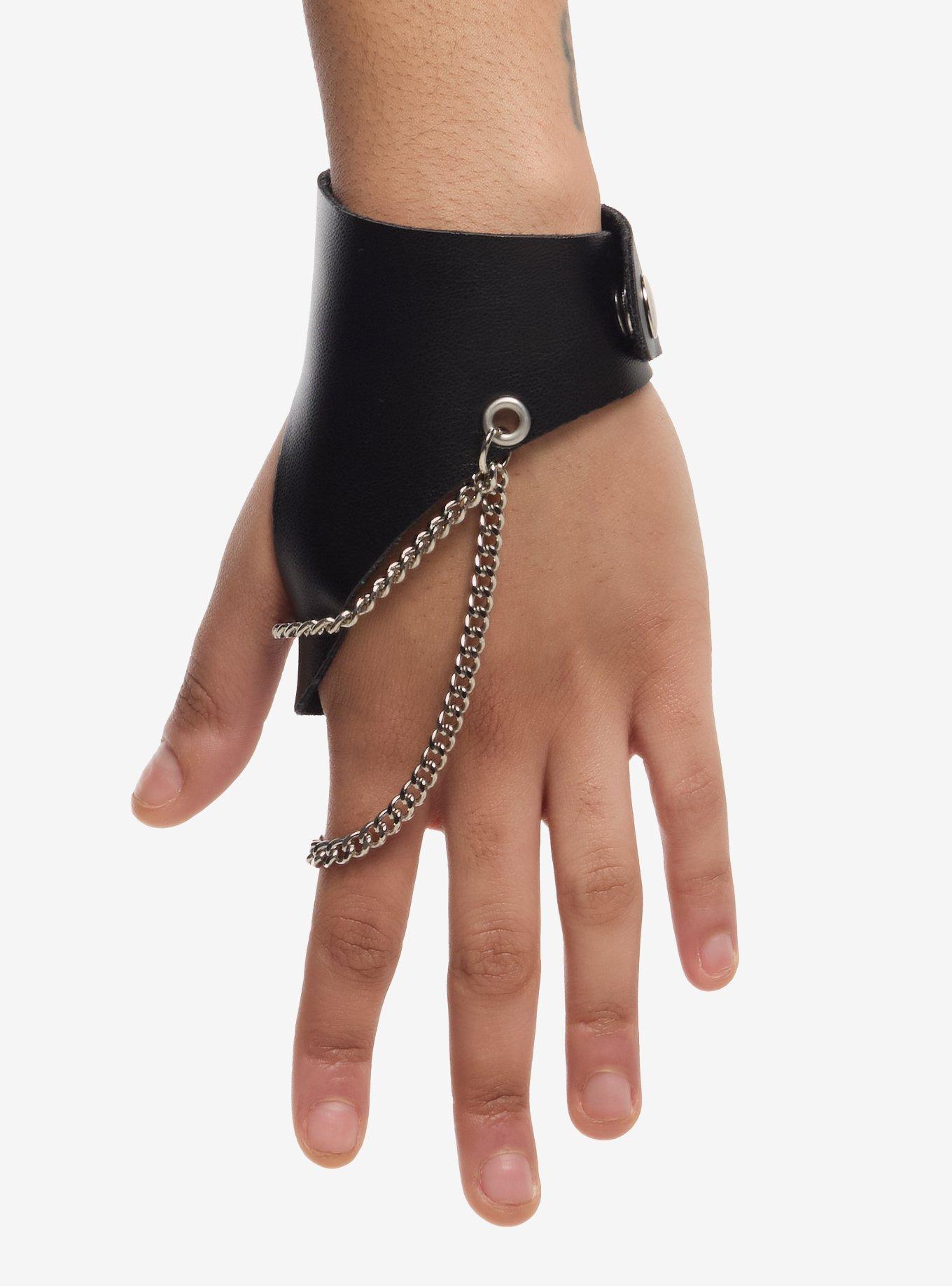 Faux Leather Chain Hand Harness, , hi-res