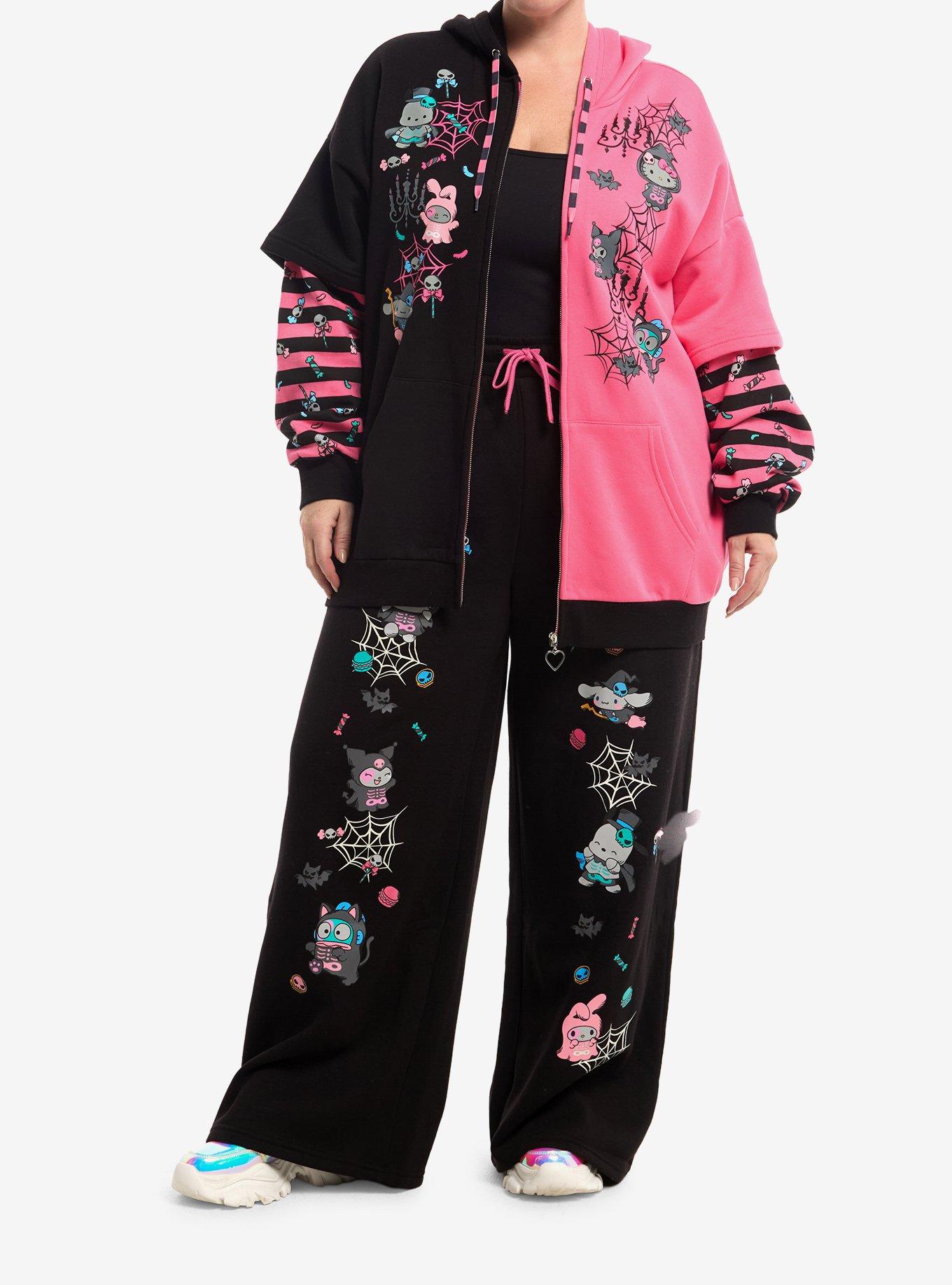 Hello Kitty And Friends Halloween Split Twofer Girls Oversized Hoodie Plus Size, HOT PINK, alternate - view 3