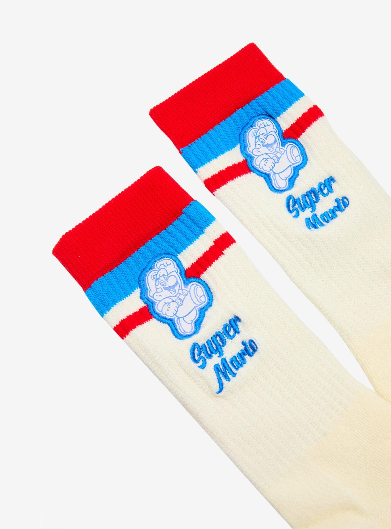 Nintendo Super Mario Bros. Woven Patch Striped Crew Socks - BoxLunch Exclusive, , hi-res