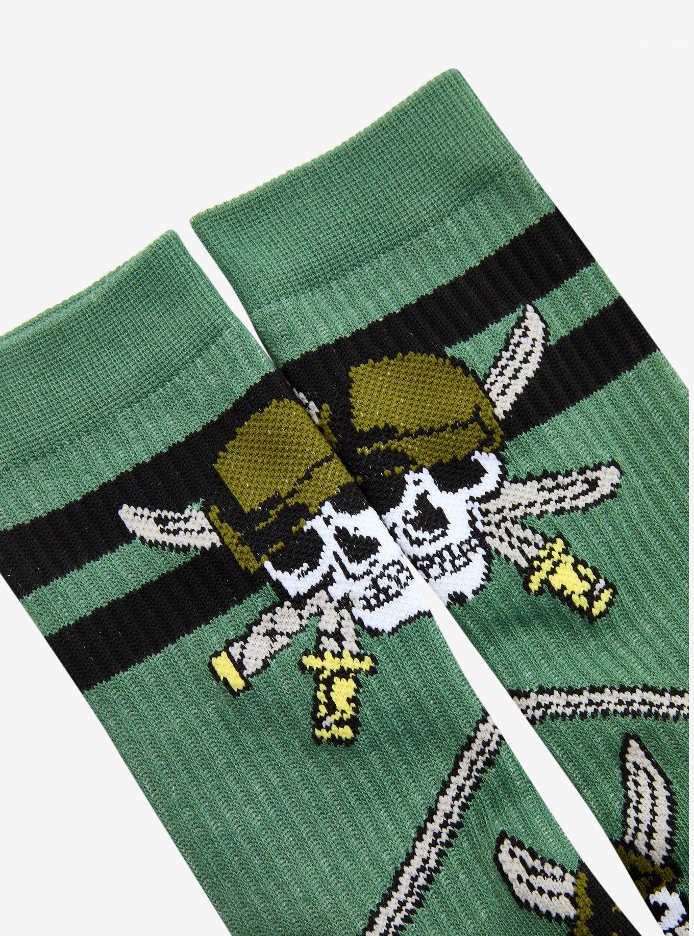 One Piece Zoro Jolly Roger Allover Print Crew Socks - BoxLunch Exclusive, , hi-res