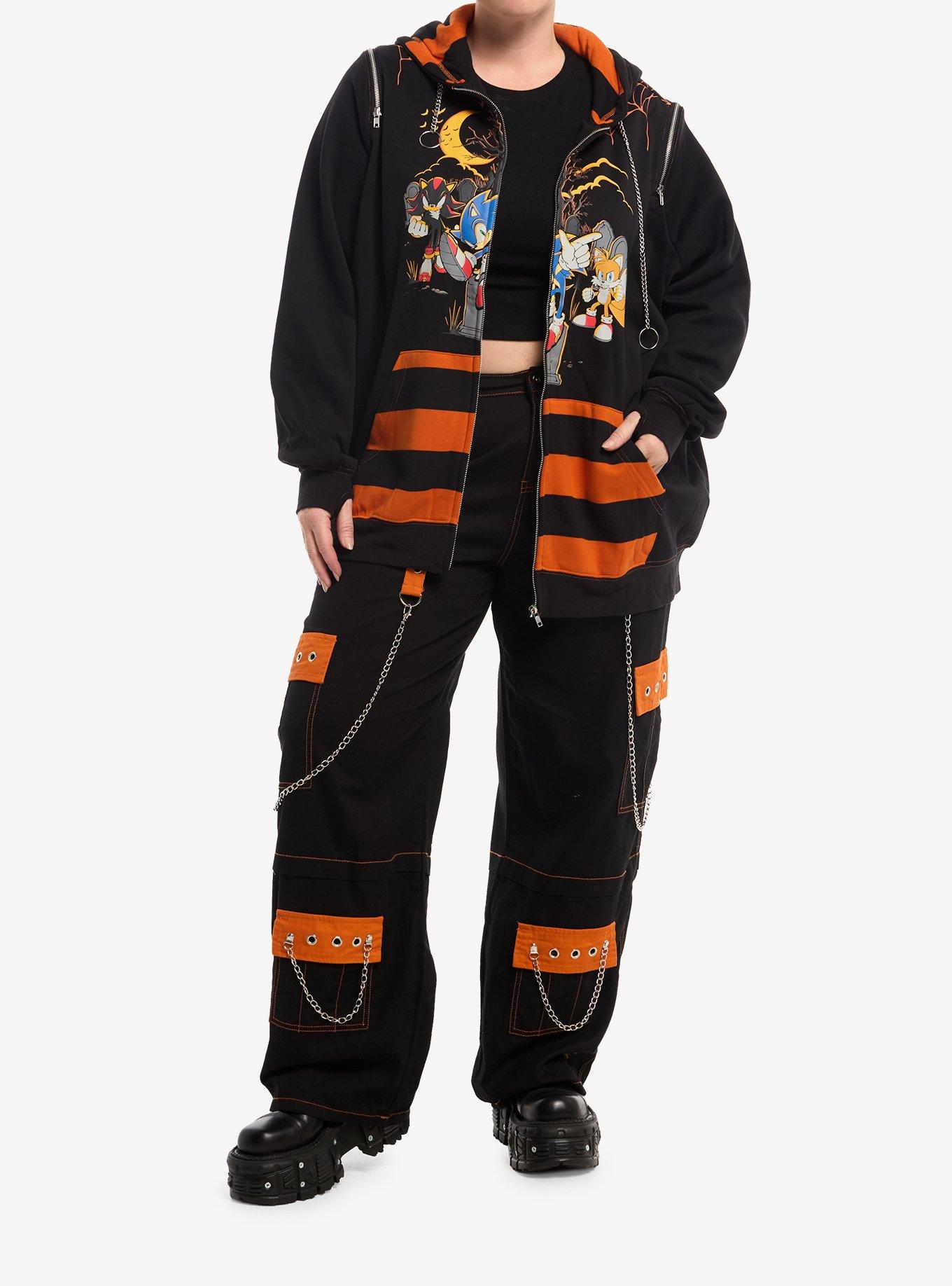 Sonic The Hedgehog Halloween Girls Cold-Shoulder Hoodie Plus Size, ORANGE, alternate - view 3