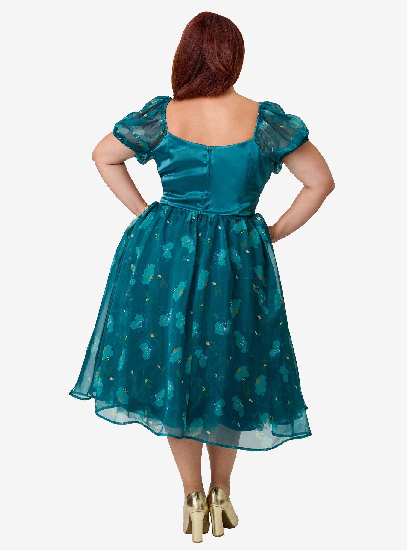 Disney Fantasia Collection by Unique Vintage Plus Size Teal Fairies Light Up Swing Dress, , hi-res