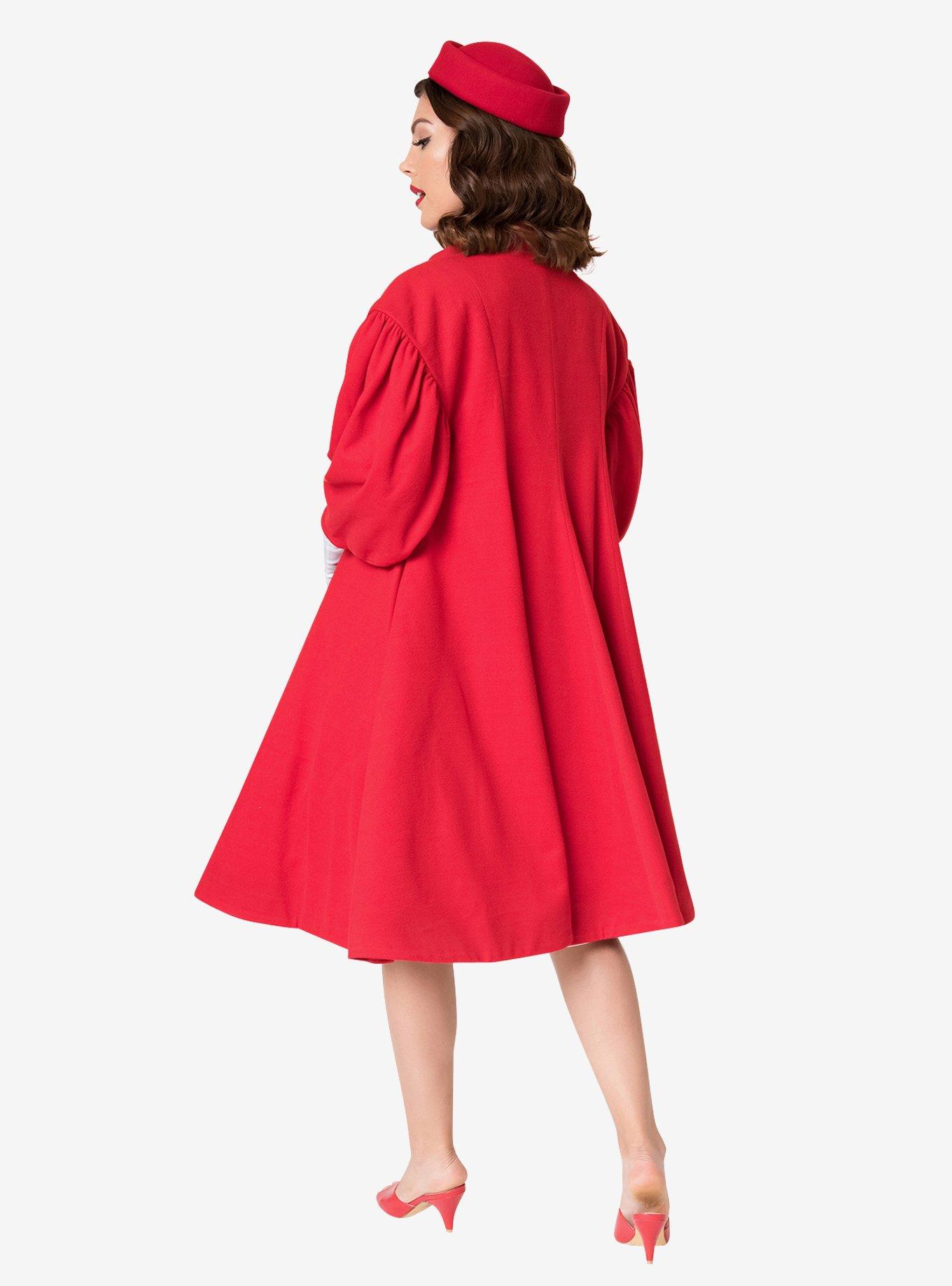 Barbie x Unique Vintage 1960s Style Red Flare Swing Coat, , hi-res
