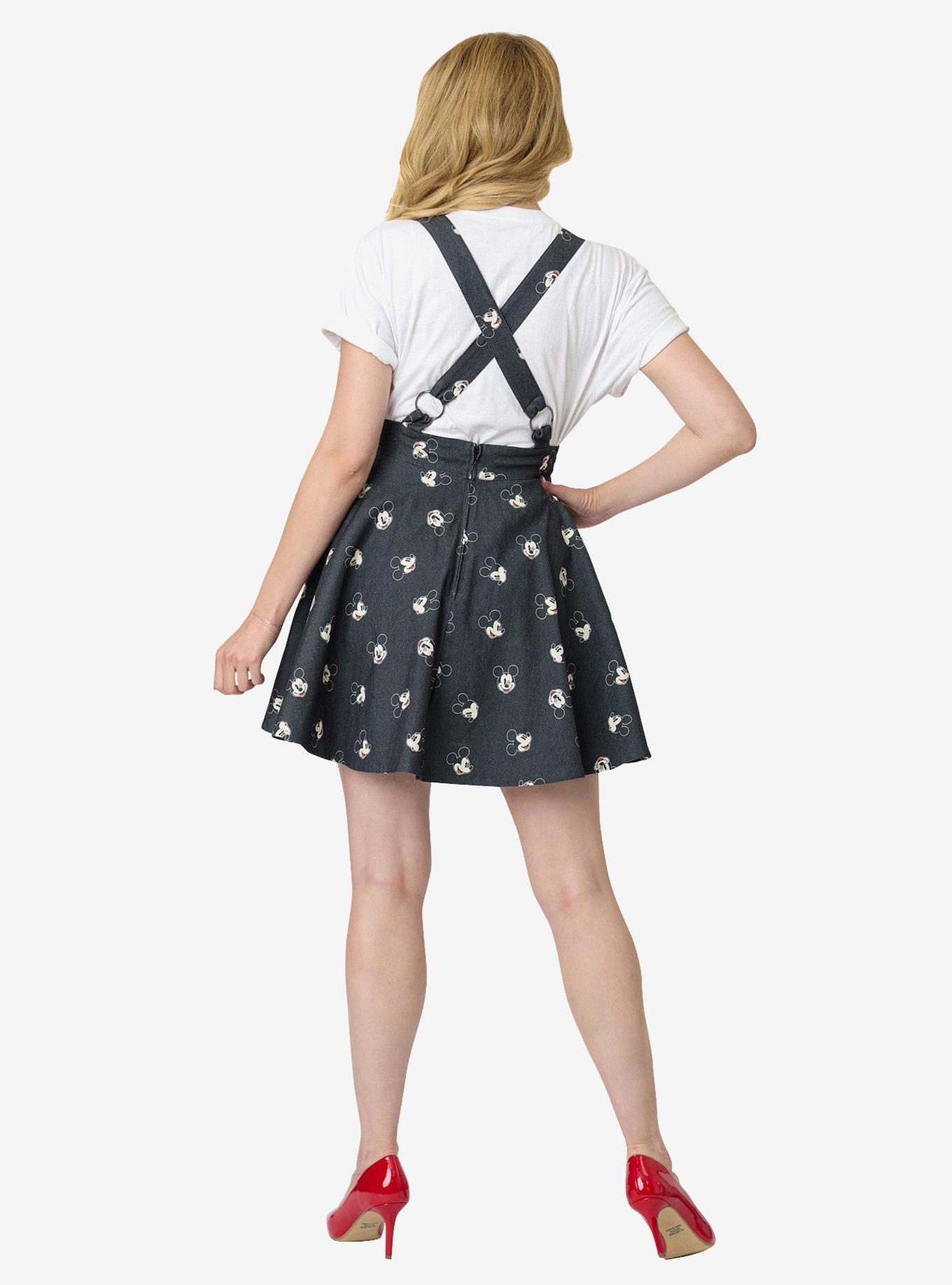 Disney Mickey & Friends Collection by Unique Vintage Mickey Face Pinafore Skirt, , hi-res