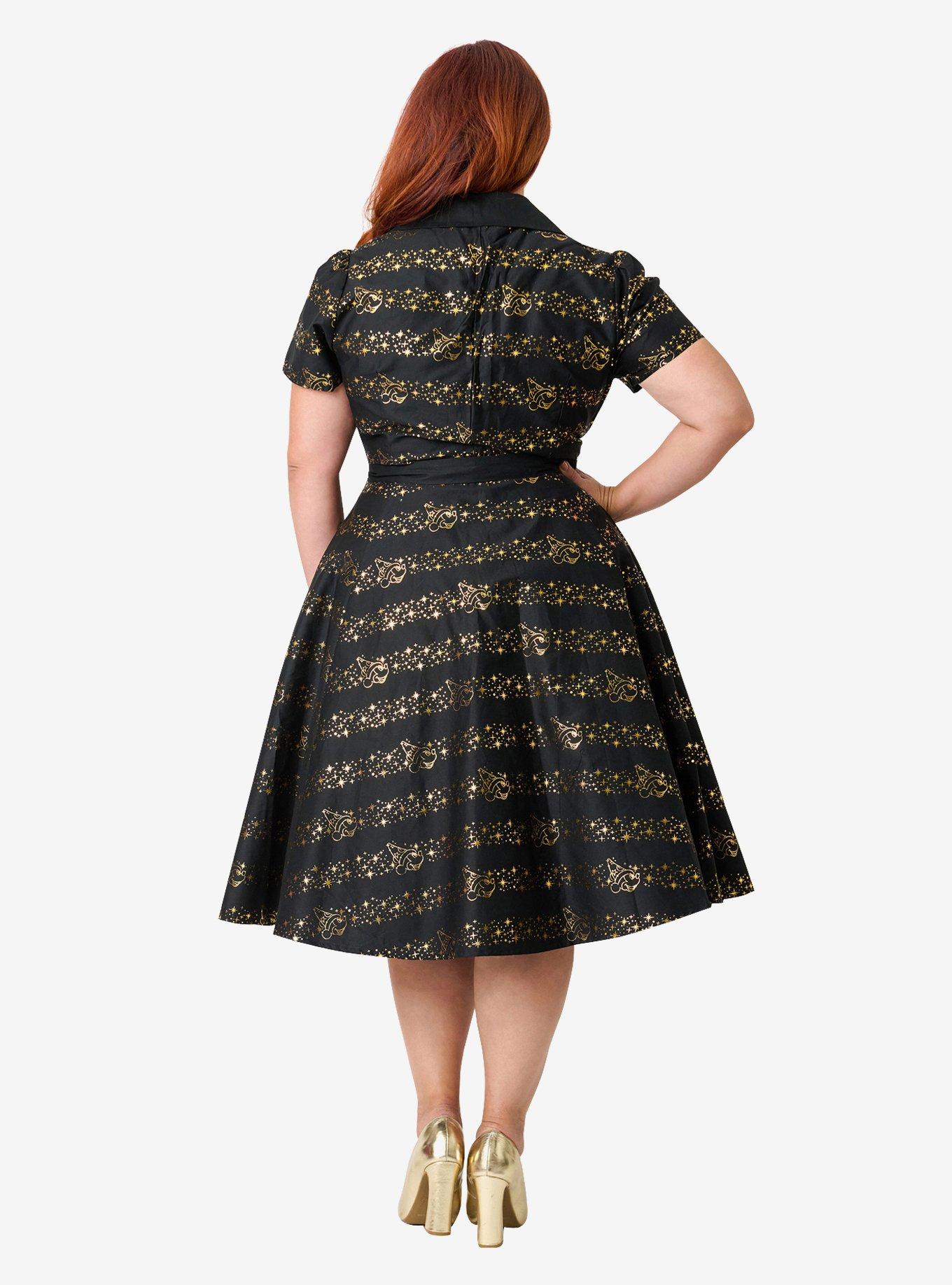 Disney Fantasia Collection by Unique Vintage Plus Size Sorcerers Apprentice Cotton Swing Dress, , hi-res