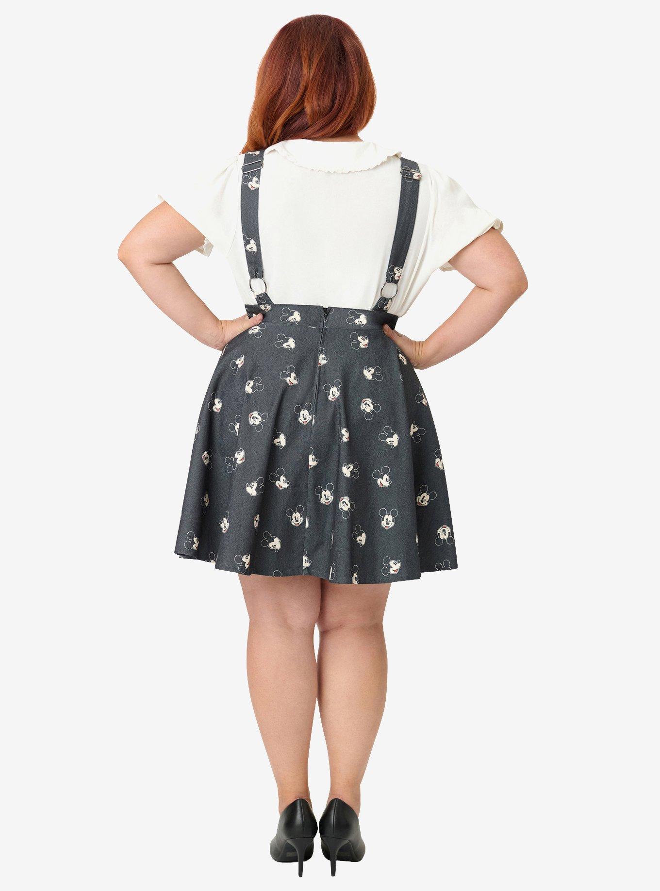 Disney Mickey & Friends Collection by Unique Vintage Plus Size Mickey Face Pinafore Skirt, , hi-res