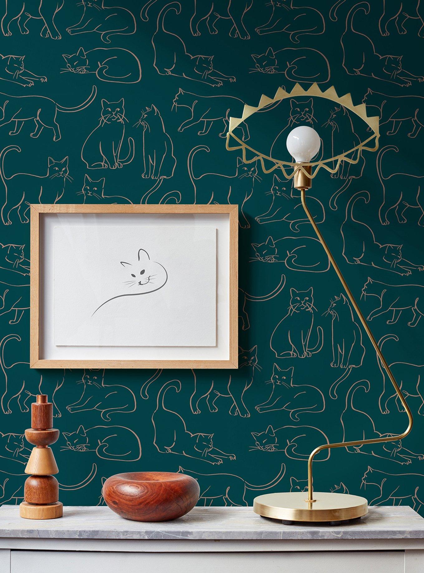Cat Poses Emerald Wallpaper, , hi-res