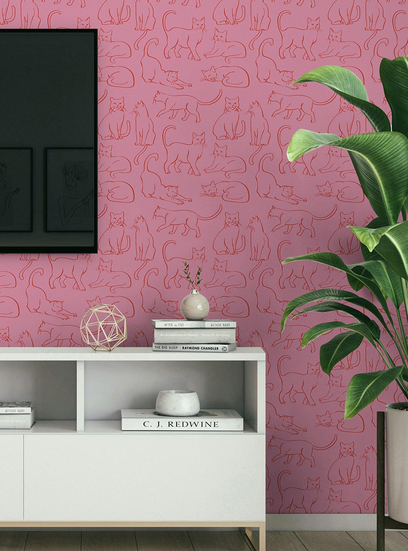 Cat Poses Pink Wallpaper, , alternate