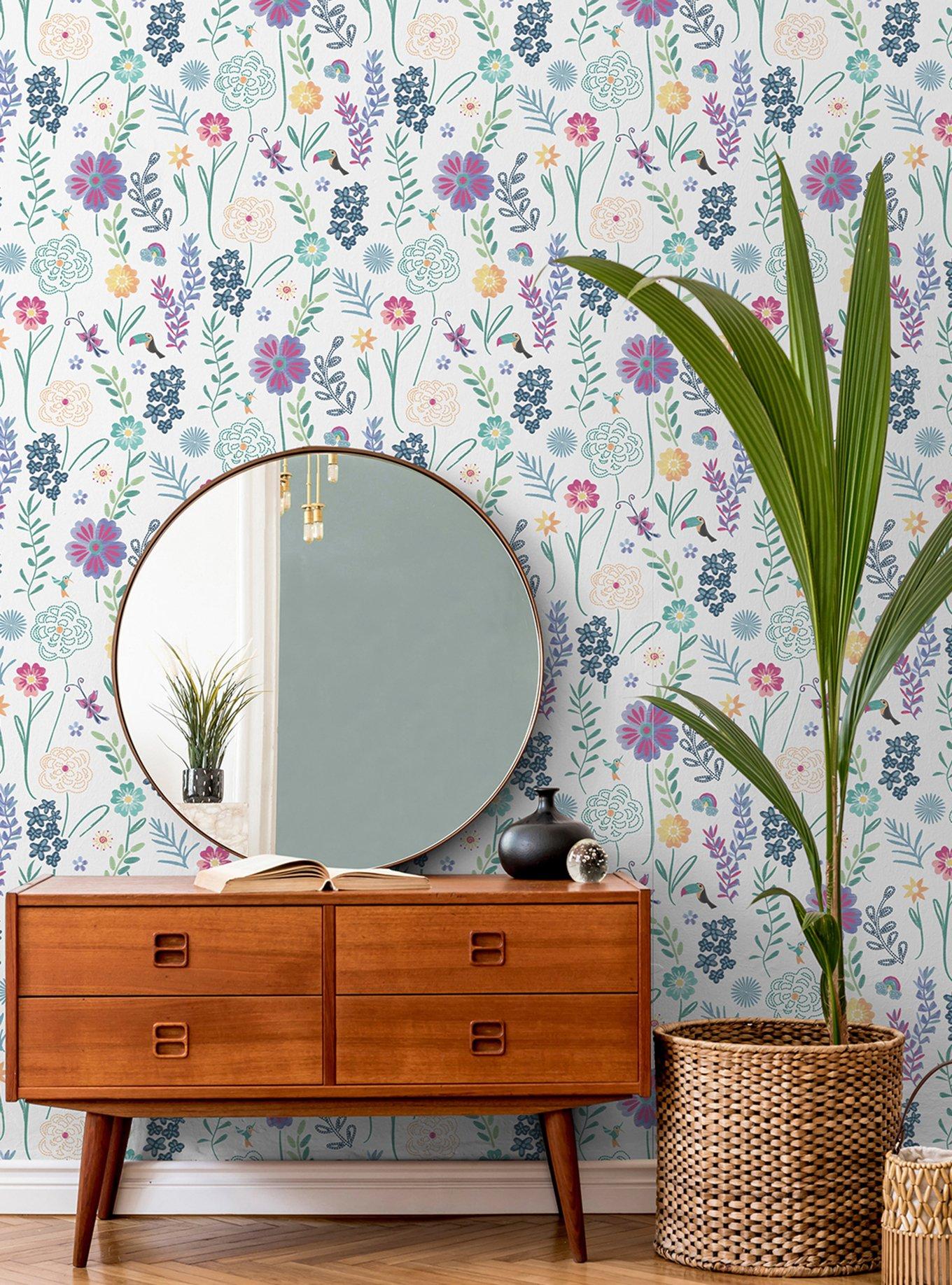 Disney Encanto White Embroidery Floral Wallpaper, , alternate