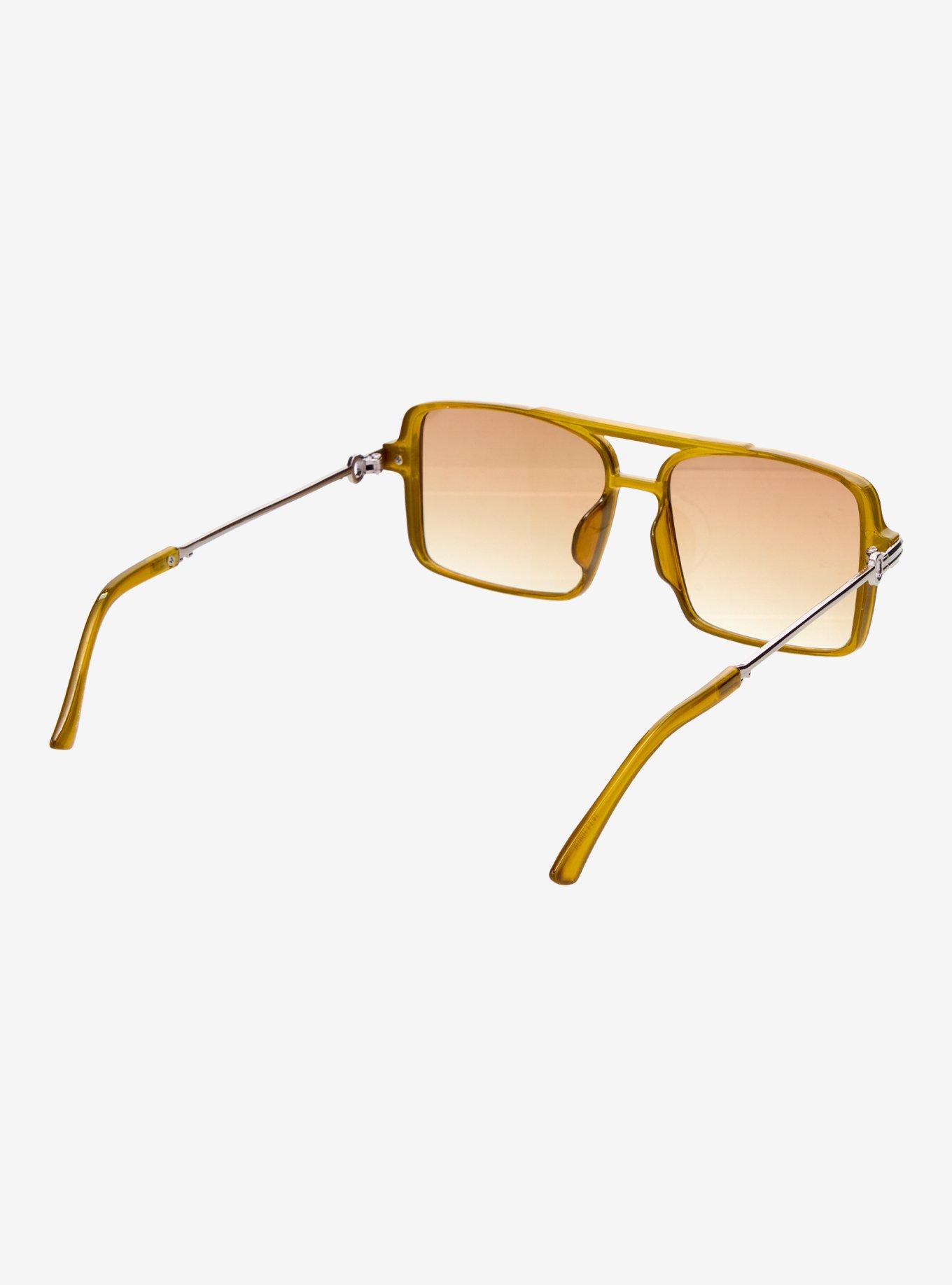 Ivy Light Brown Square Aviator Sunglasses, , alternate