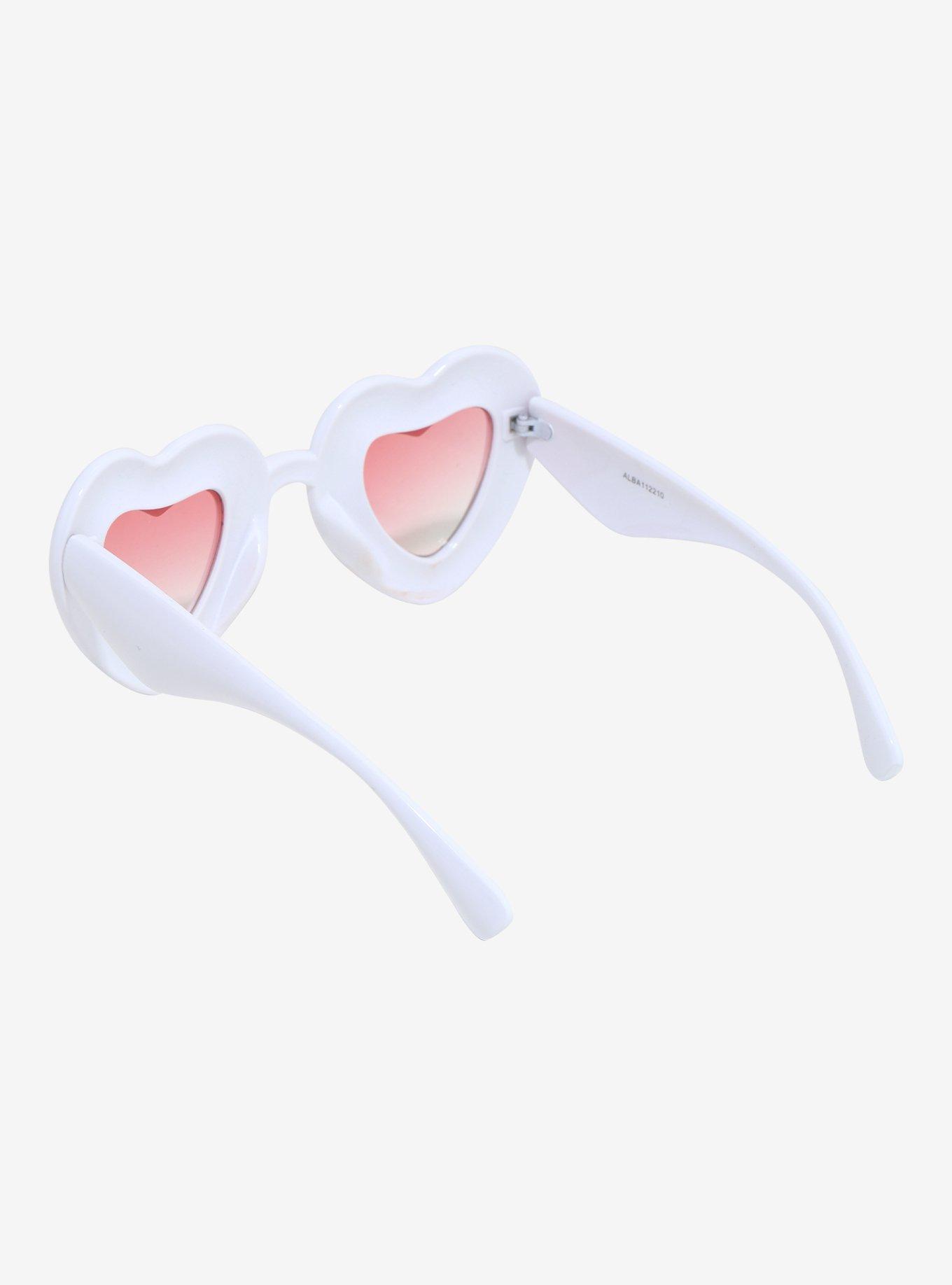 White Bubble Heart Sunglasses, , hi-res