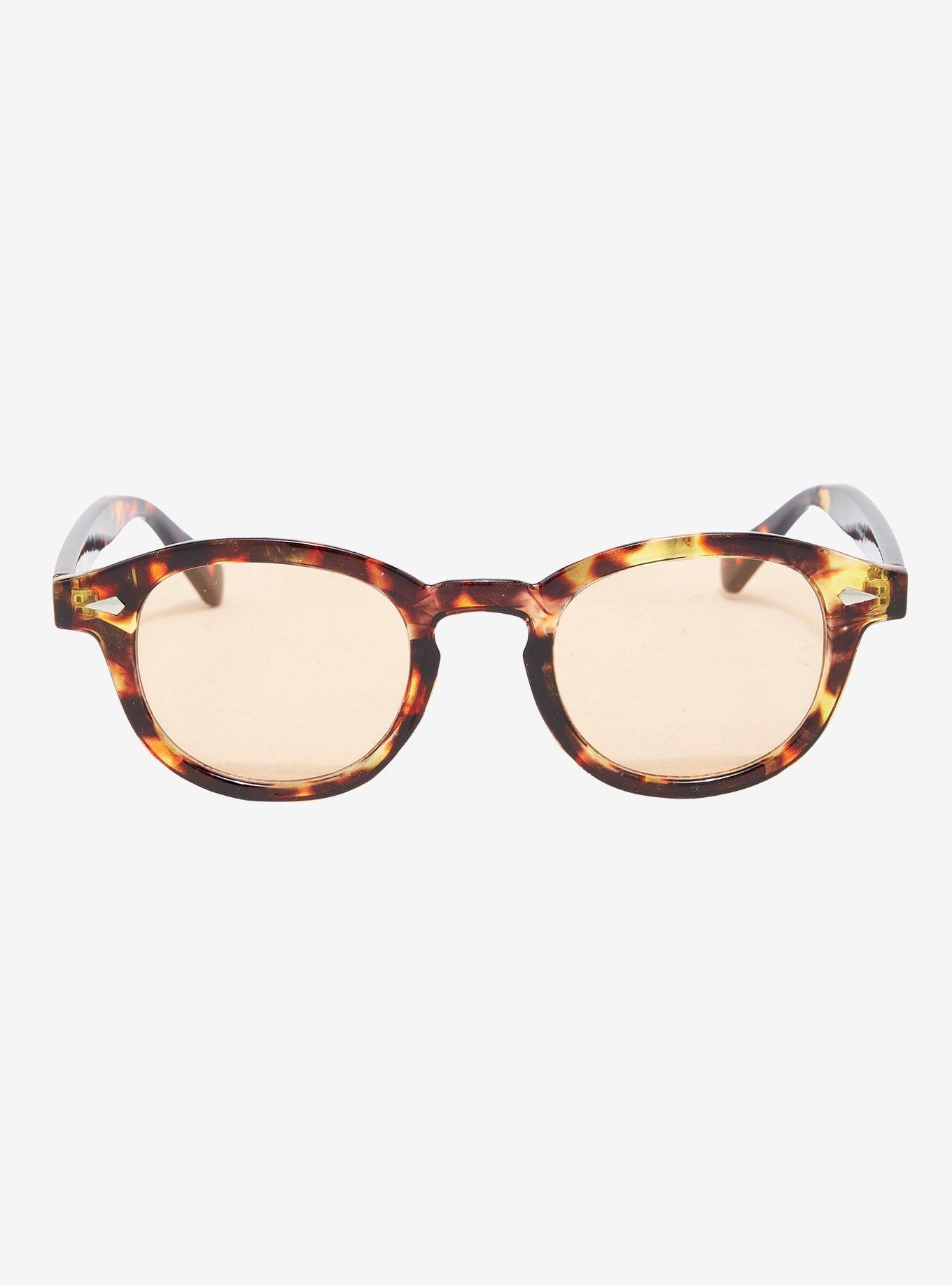 Orange Tortoiseshell Round Sunglasses, , alternate