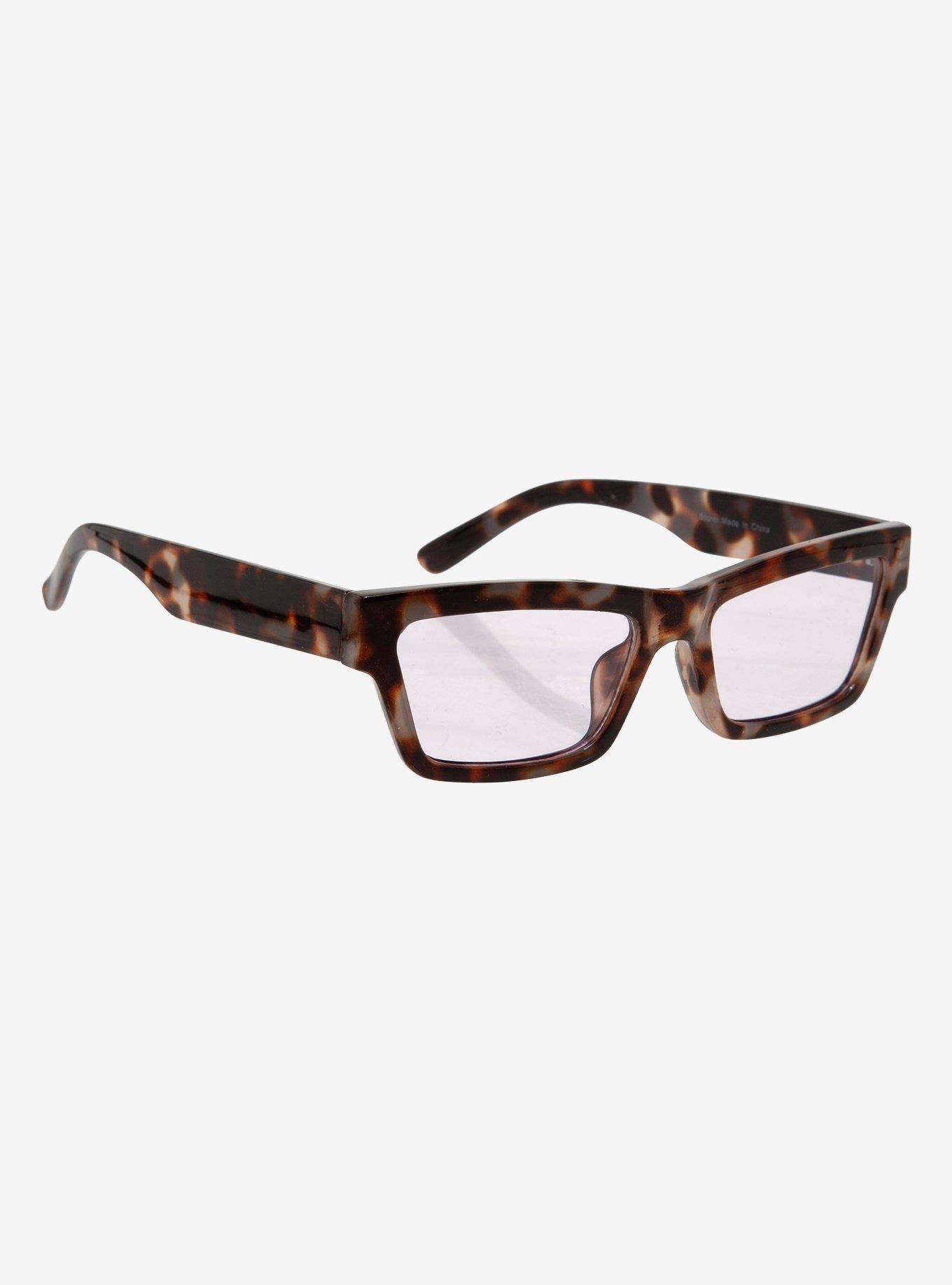 Brown Tortoiseshell Rectangular Sunglasses, , hi-res