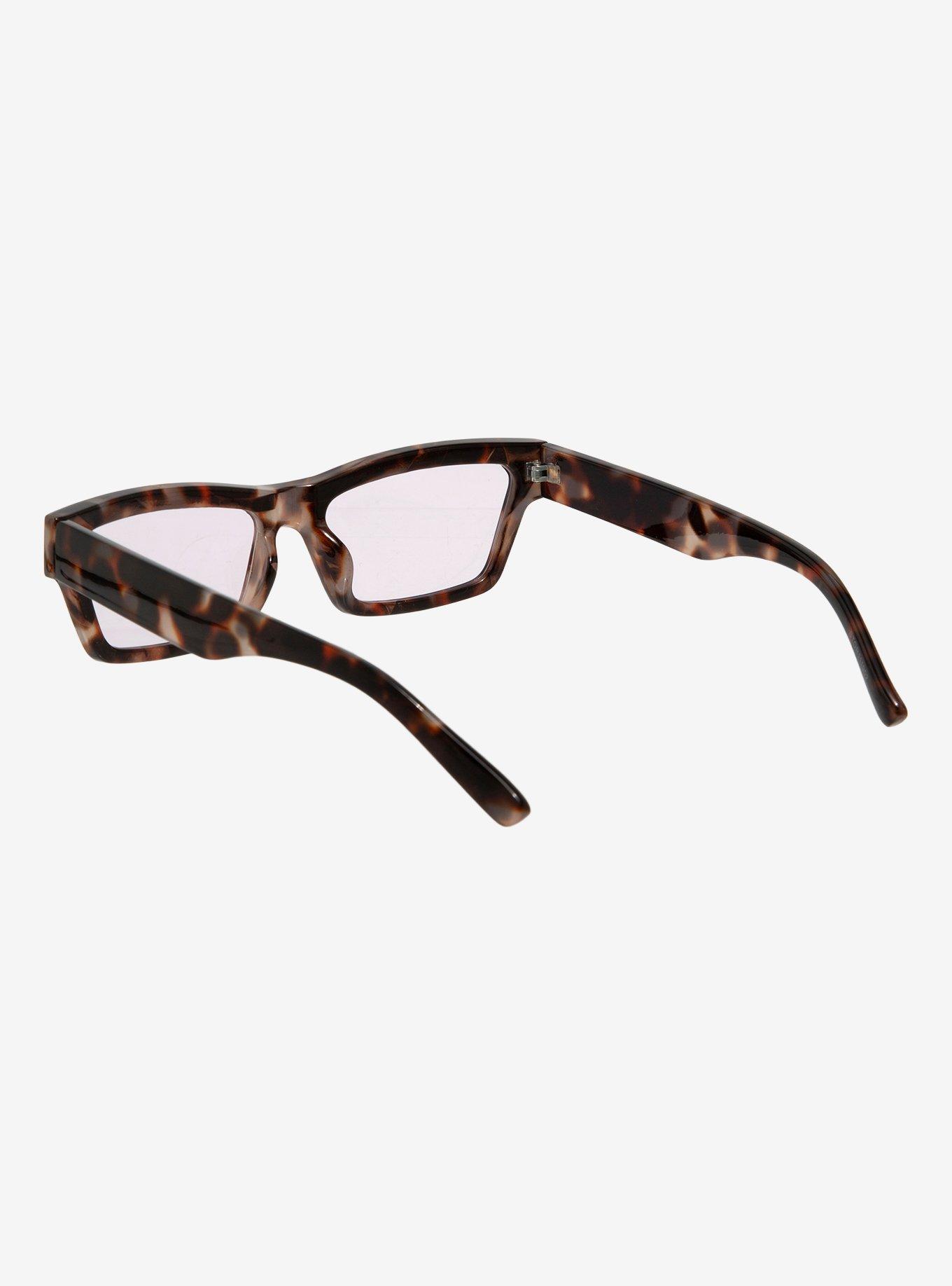 Brown Tortoiseshell Rectangular Sunglasses, , alternate