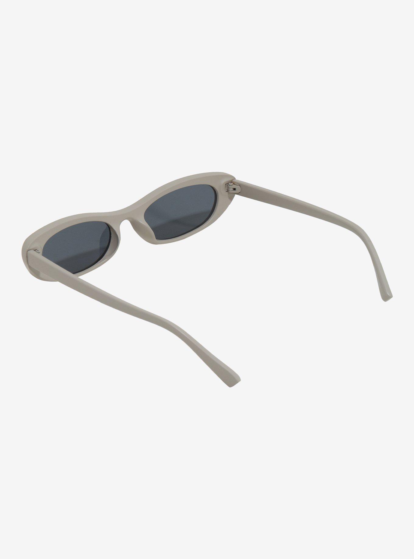 Grey Oval Skinny Sunglasses, , hi-res