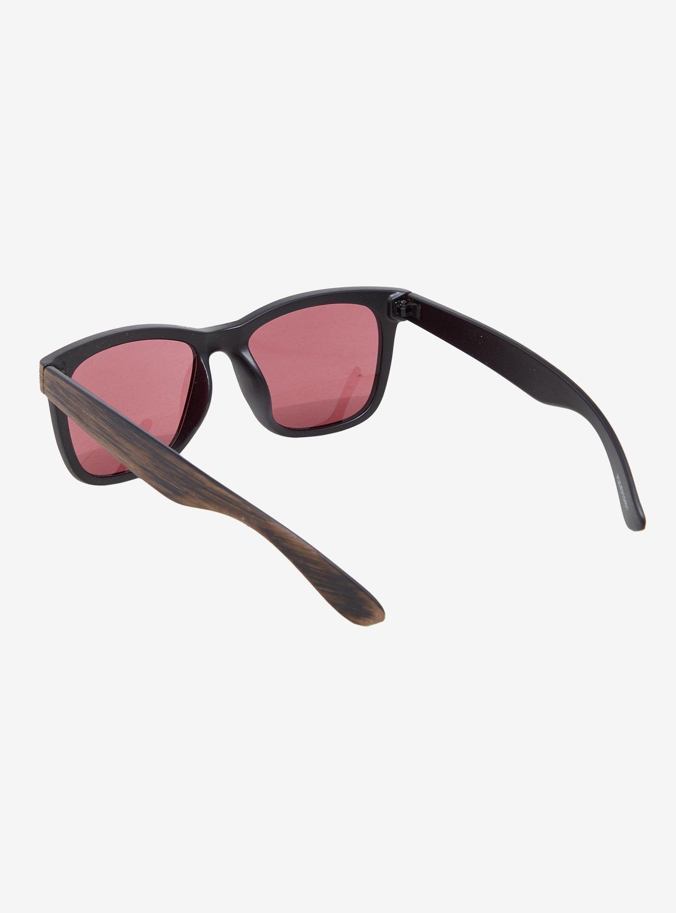 Faux Wood Square Sunglasses, , hi-res