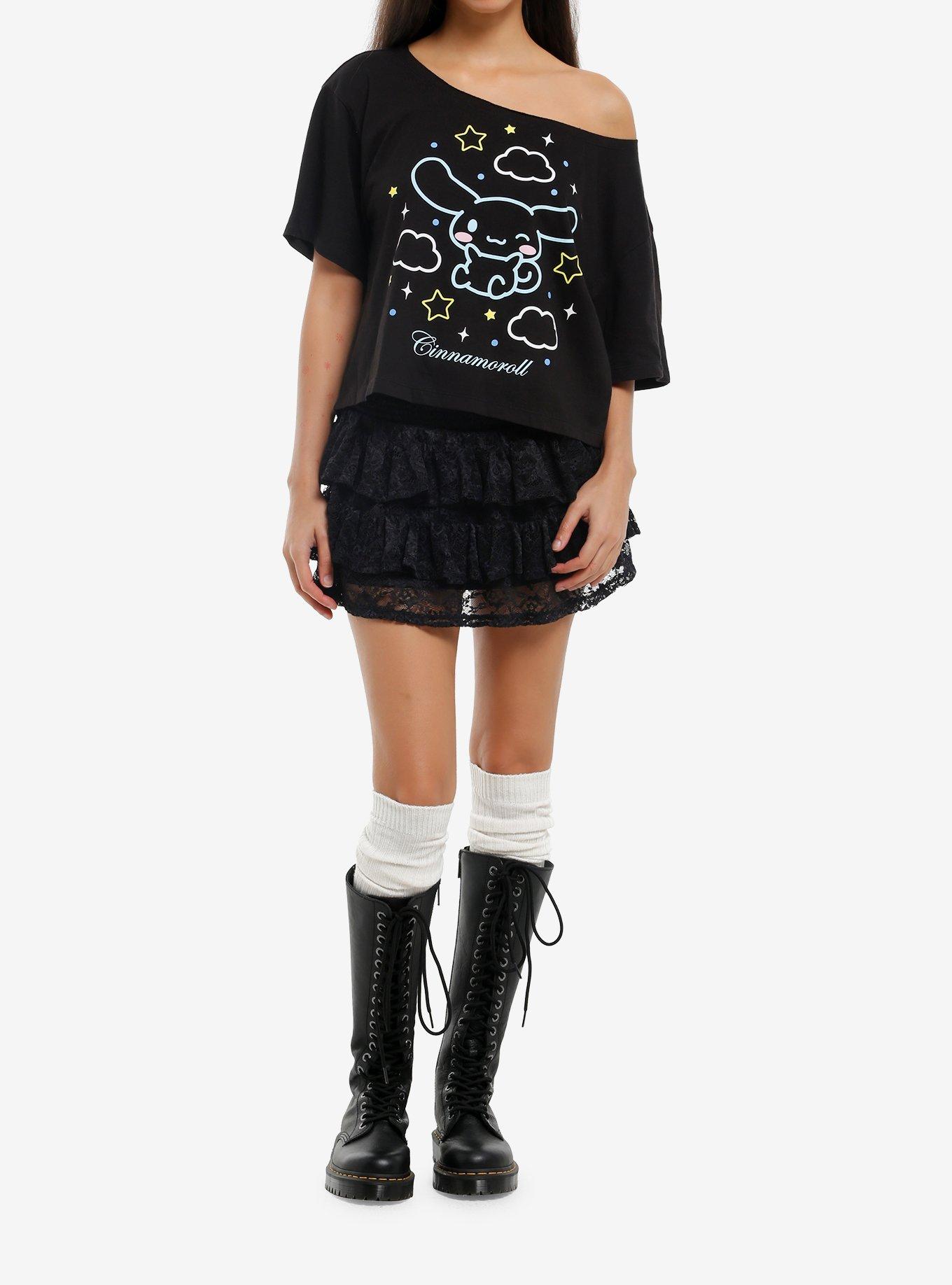 Cinnamoroll Sky Outline Girls Off-Shoulder T-Shirt, , hi-res