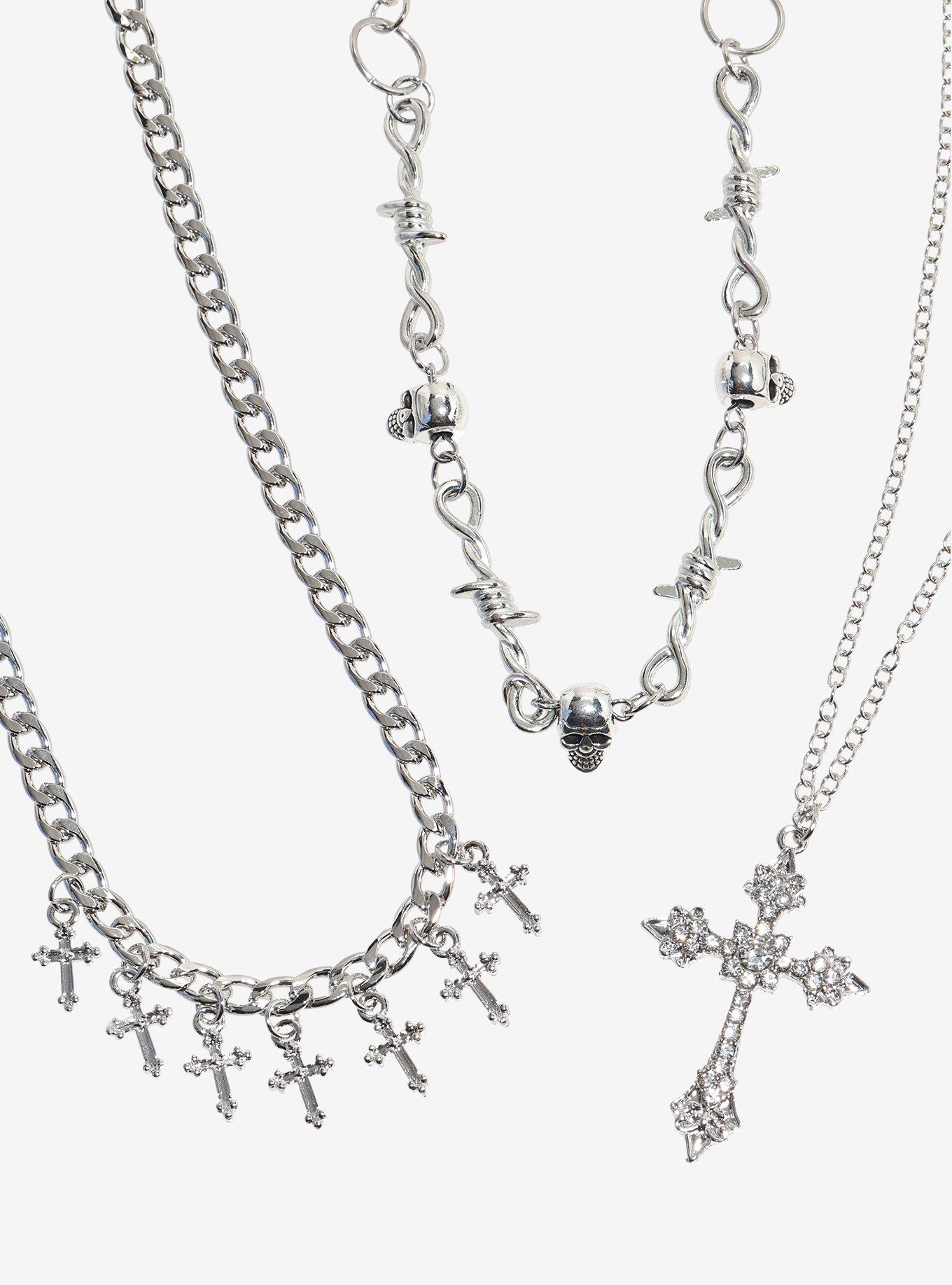 Social Collision Bling Cross Skull Necklace Set, , alternate