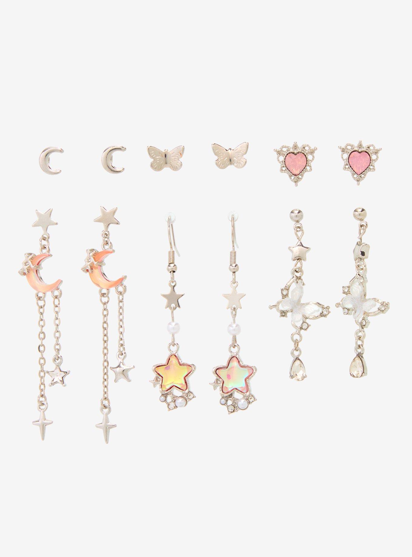 Sweet Society Pink Celestial Butterfly Gem Earring Set, , hi-res
