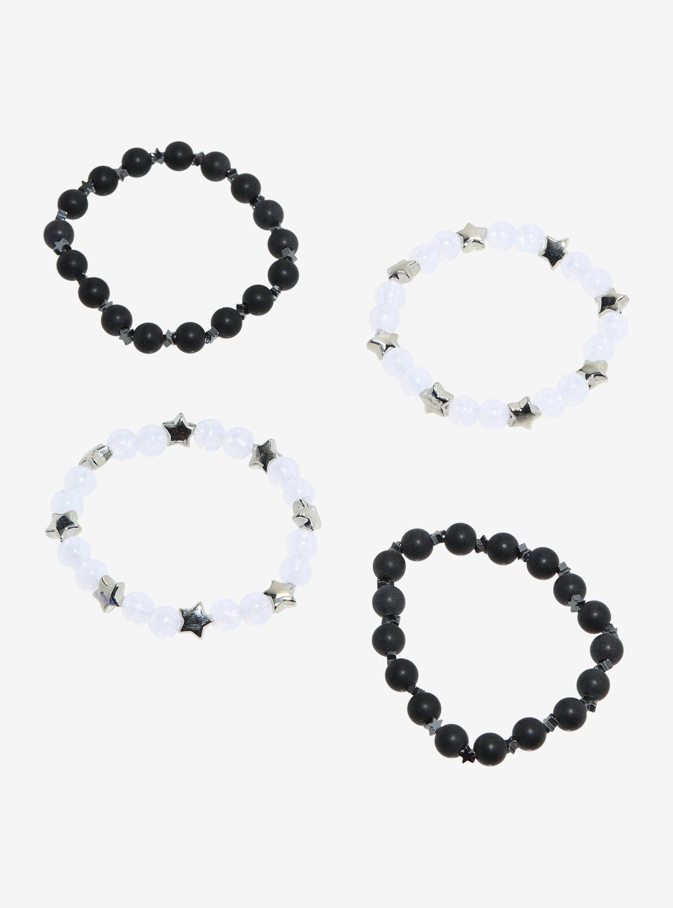 Social Collision Black & White Star Bead Bracelet Set, , hi-res