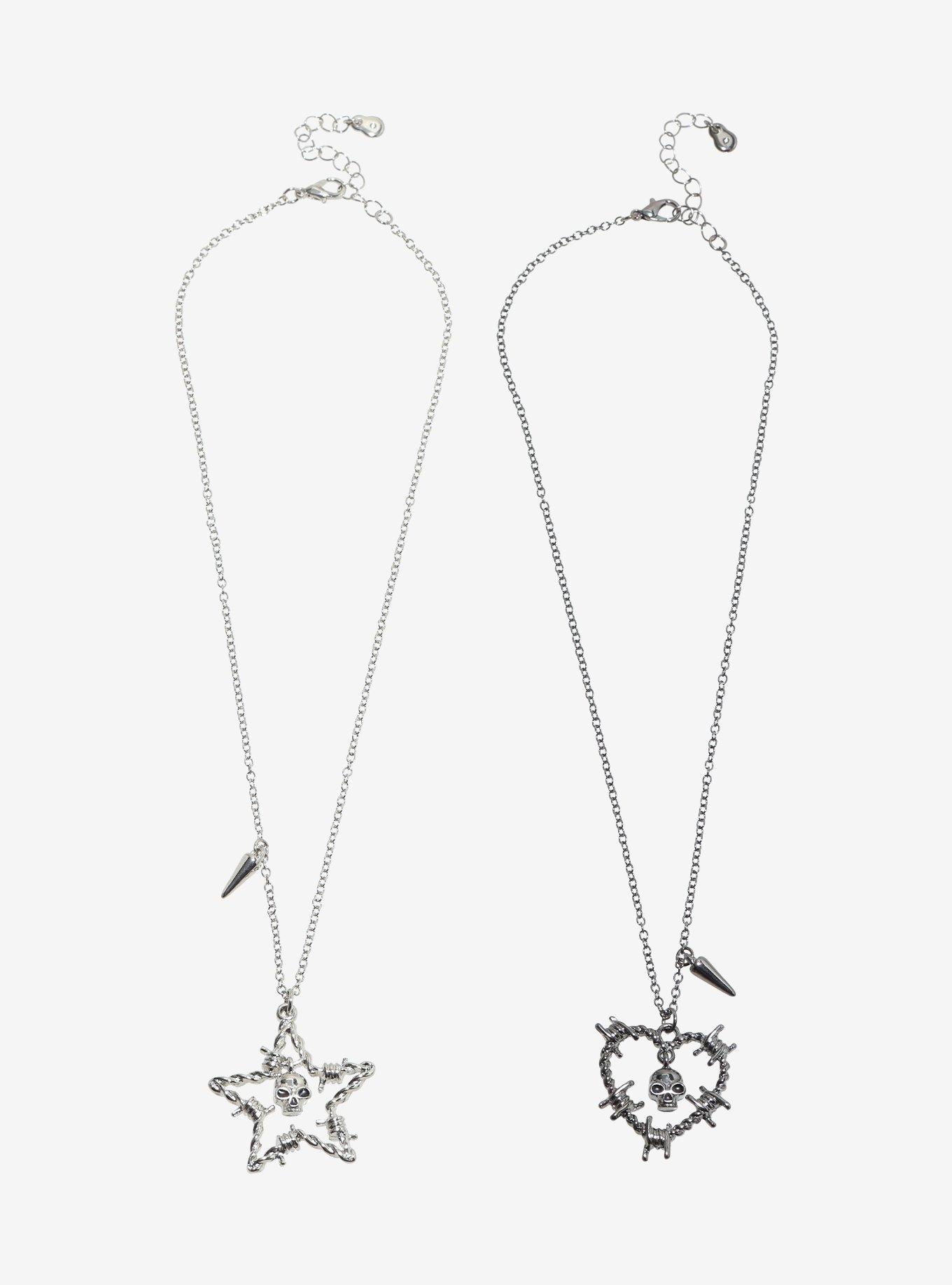 Social Collision Barbed Wire Star Heart Best Friend Necklace Set, , hi-res