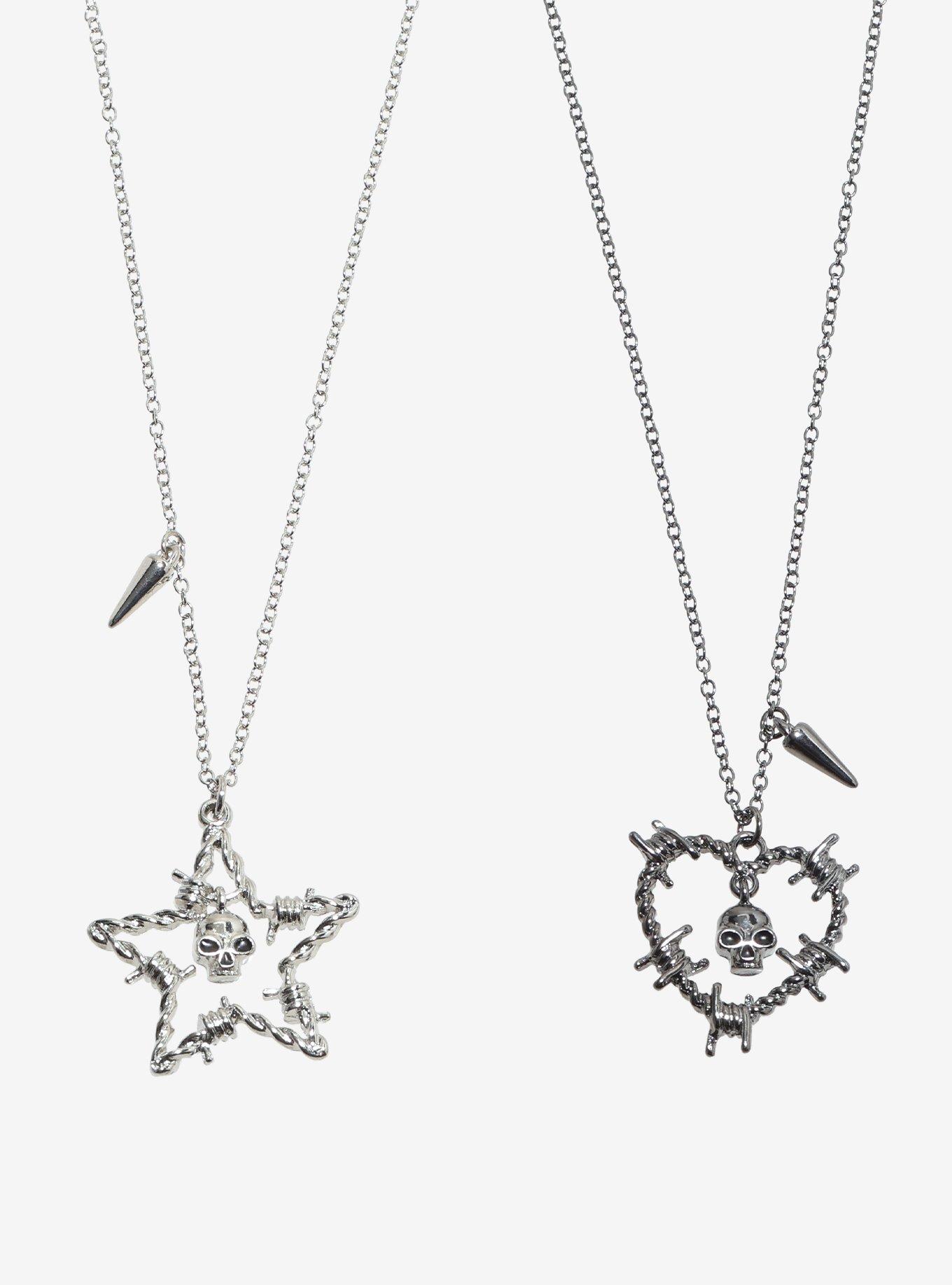 Social Collision Barbed Wire Star Heart Best Friend Necklace Set, , alternate