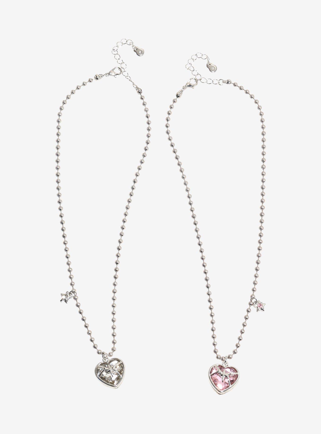 Social Collision Pink Gem Star Best Friend Necklace Set, , hi-res