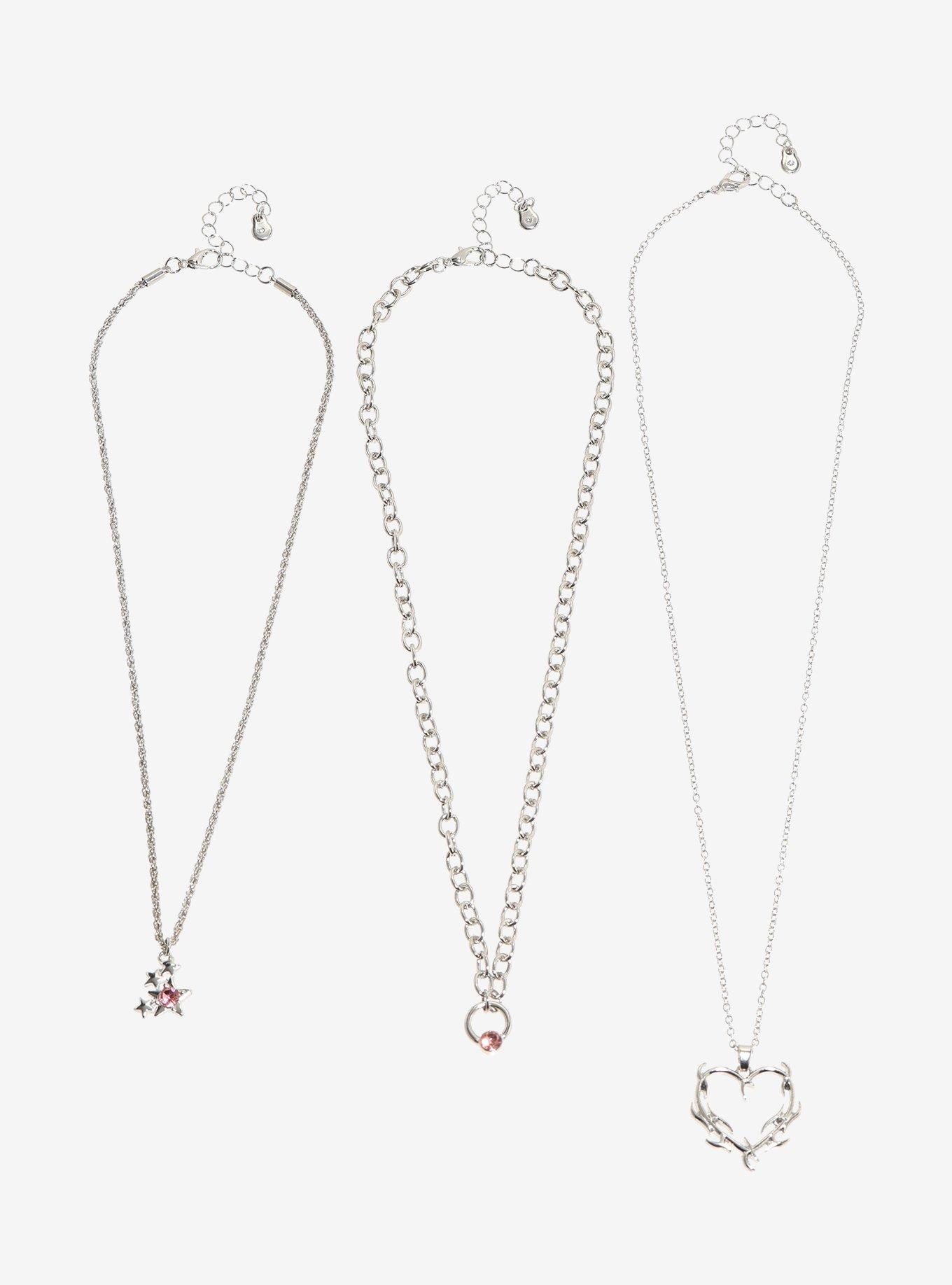 Social Collision Cyber Spike Heart Necklace Set, , hi-res
