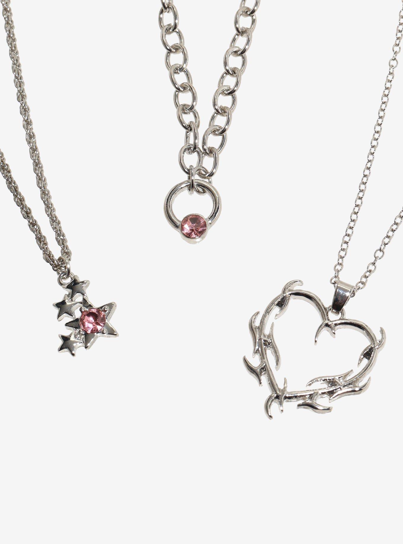 Social Collision Cyber Spike Heart Necklace Set, , alternate