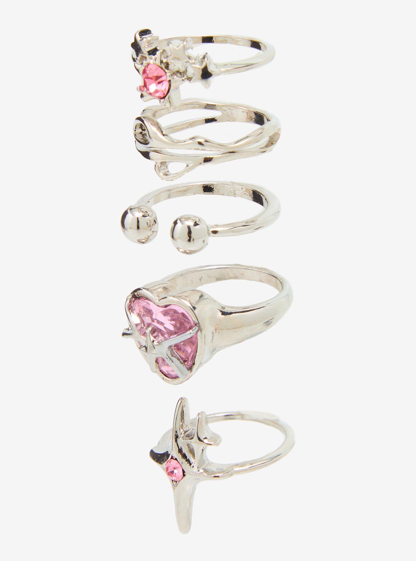 Social Collision Cyber Star Heart Ring Set, , alternate