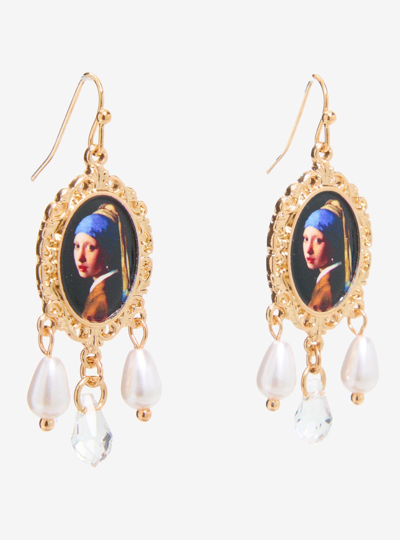 Thorn & Fable Girl With A Pearl Earring Portrait Earrings, , alternate