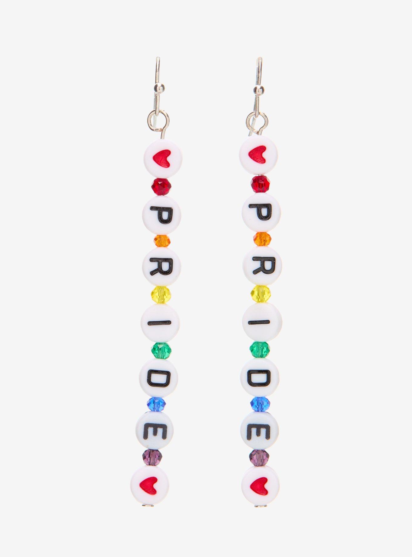 Pride Letter Bead Drop Earrings, , hi-res