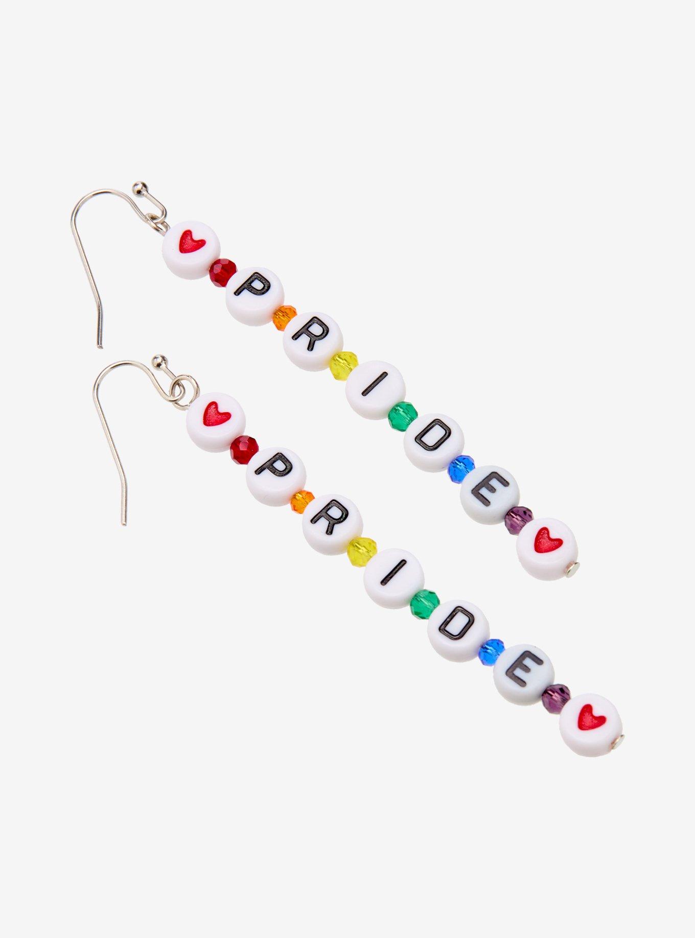 Pride Letter Bead Drop Earrings, , alternate