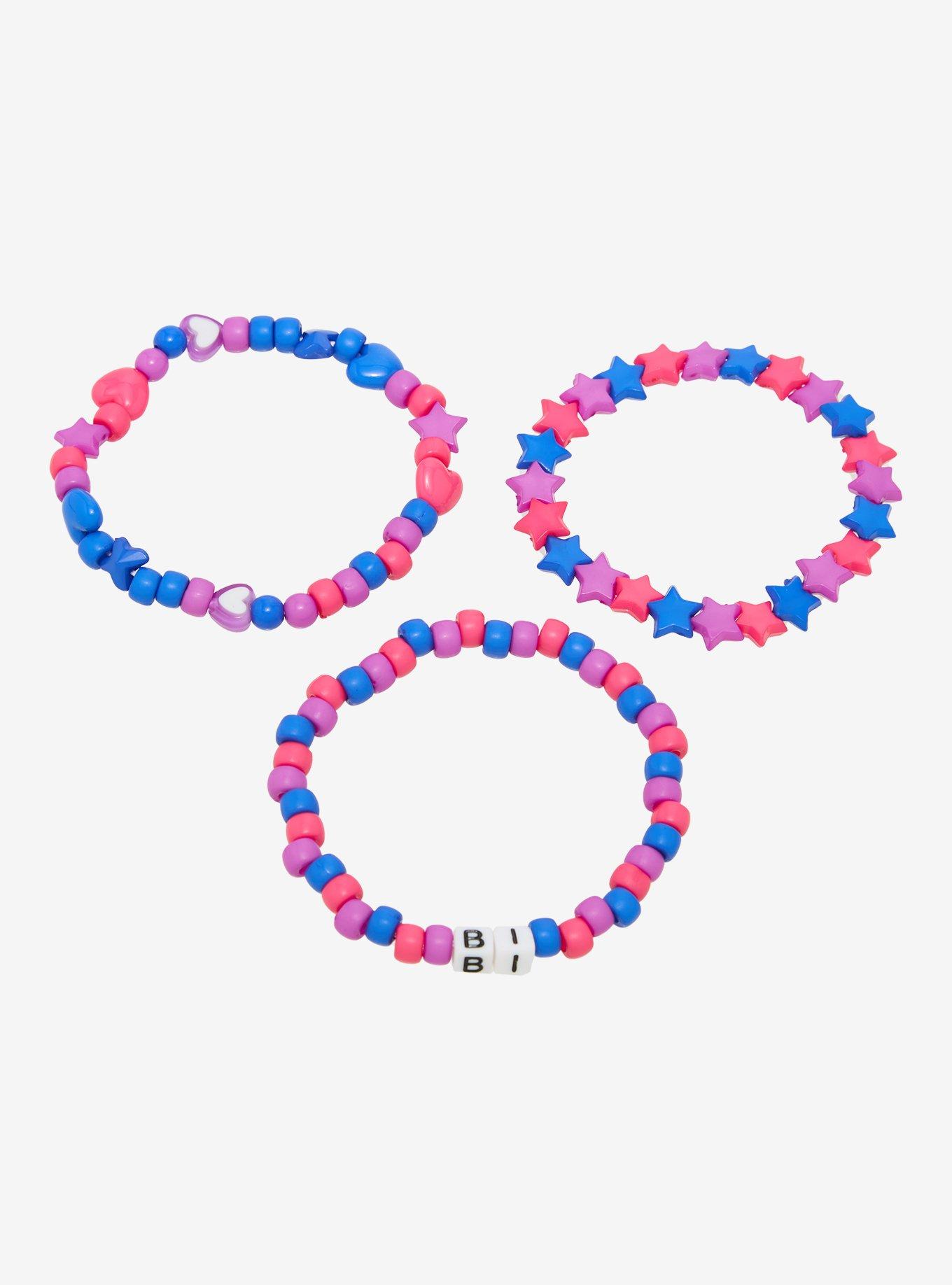 Sweet Society Bisexual Pride Bead Bracelet Set, , hi-res