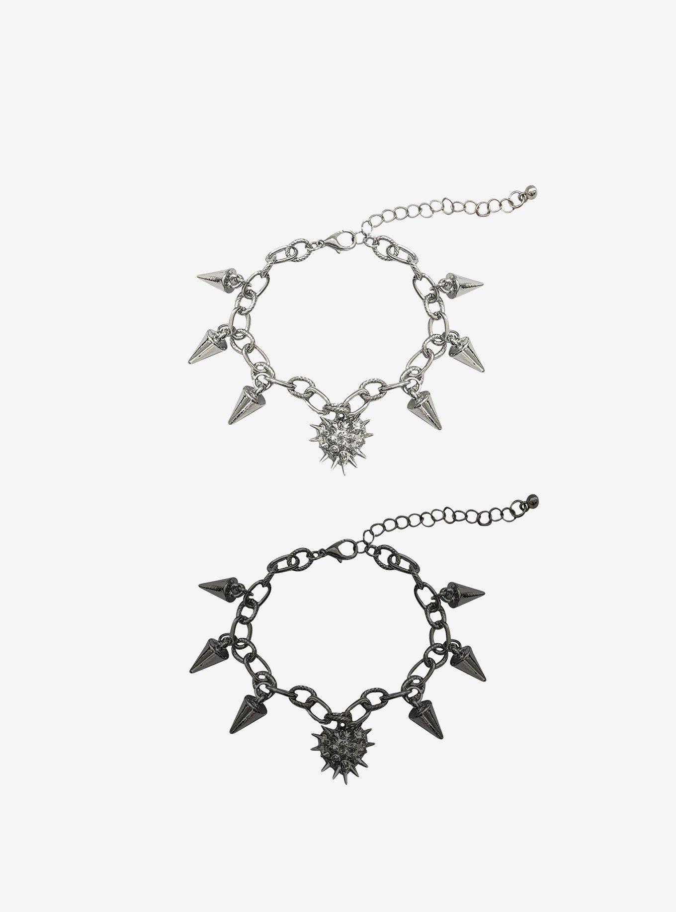 Social Collision Spike Heart Best Friend Bracelet Set, , hi-res
