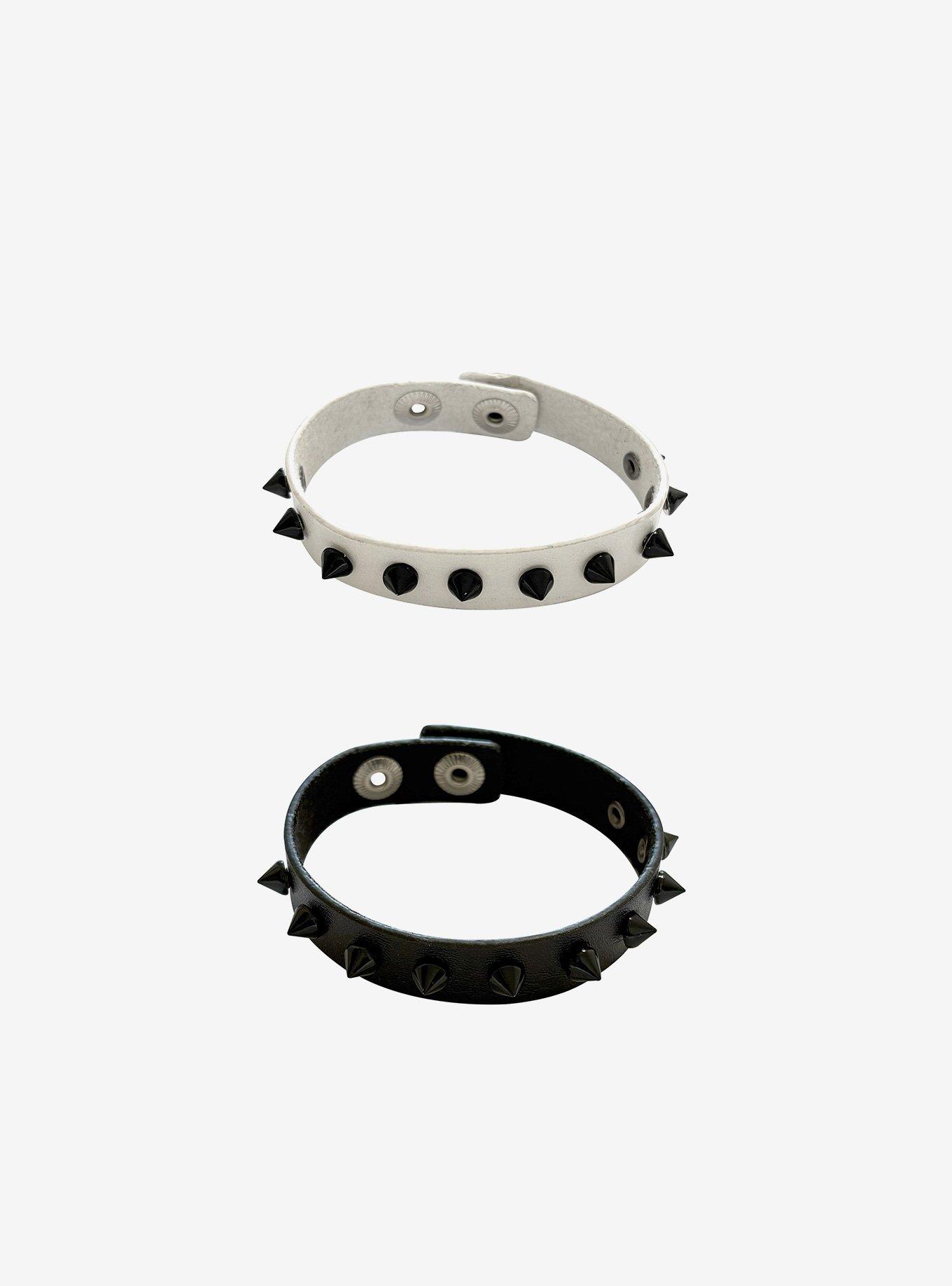 Social Collision Black & White Spike Best Friend Cuff Bracelet Set, , hi-res